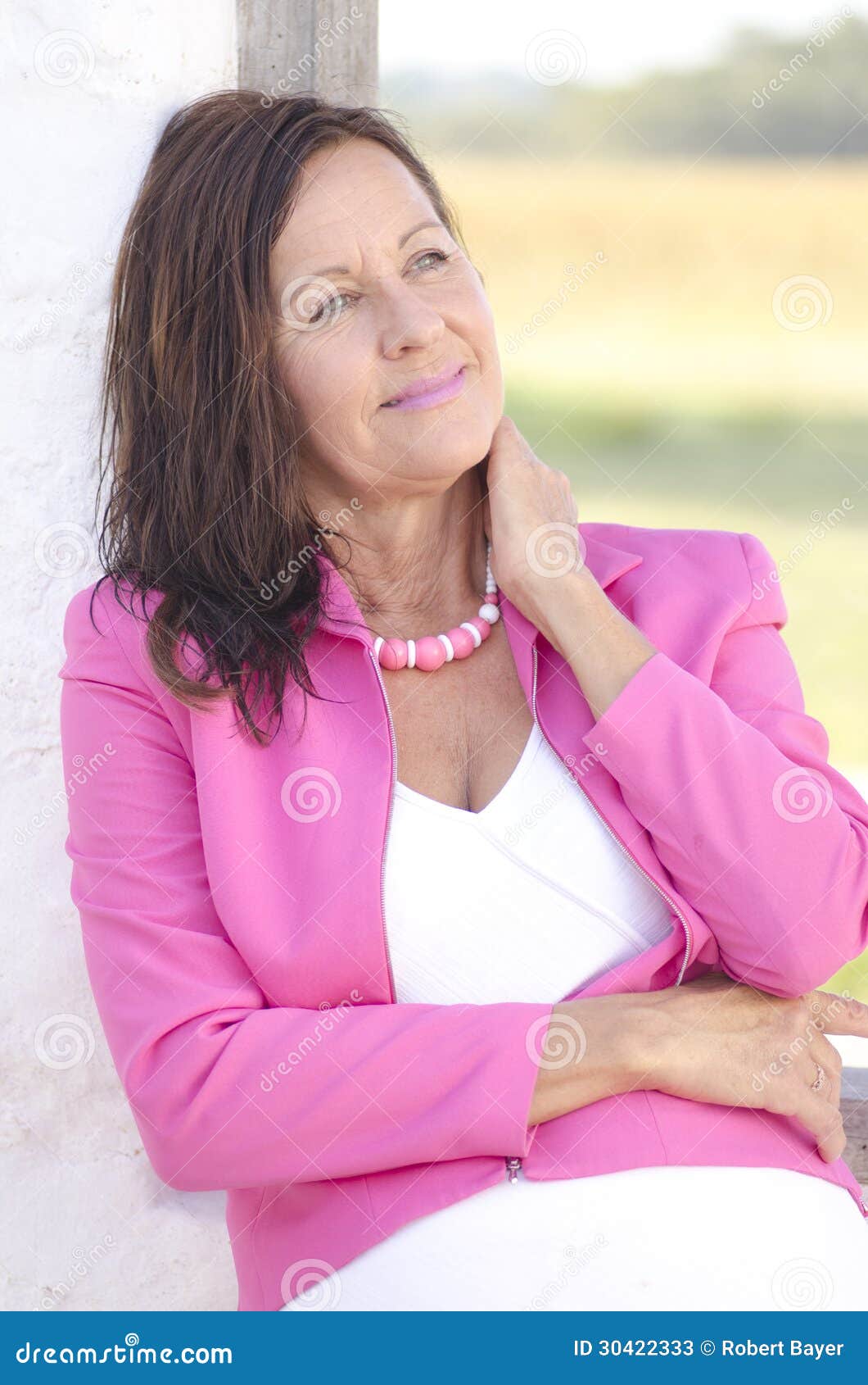 Happy Mature Woman Portrait Outdoor Stock Image Image 30422333