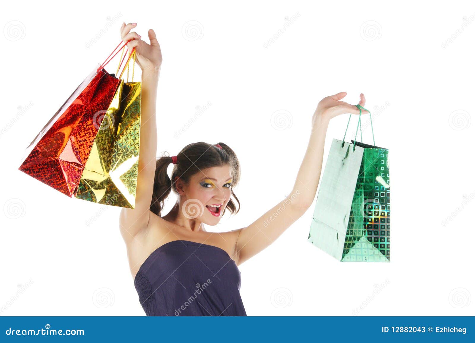 Happy shopping stock image. Image of girl, beautiful 12882043