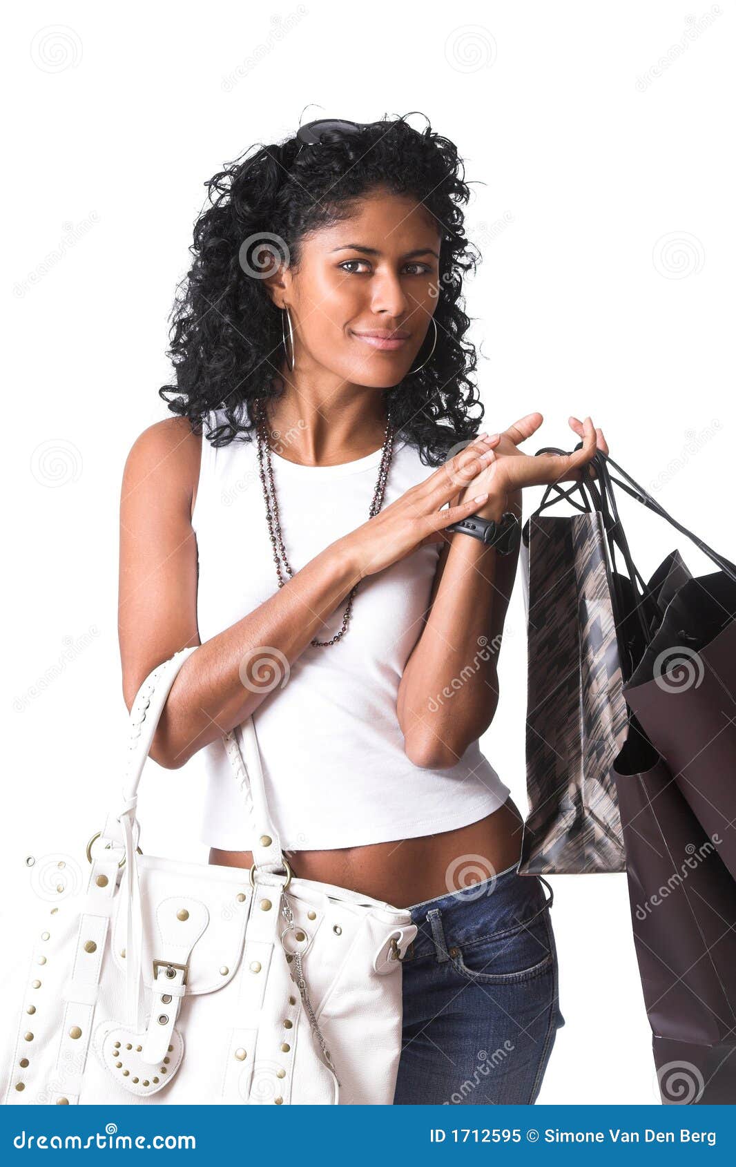 Happy shopping girl stock image. Image of retail, brazilian - 1712595