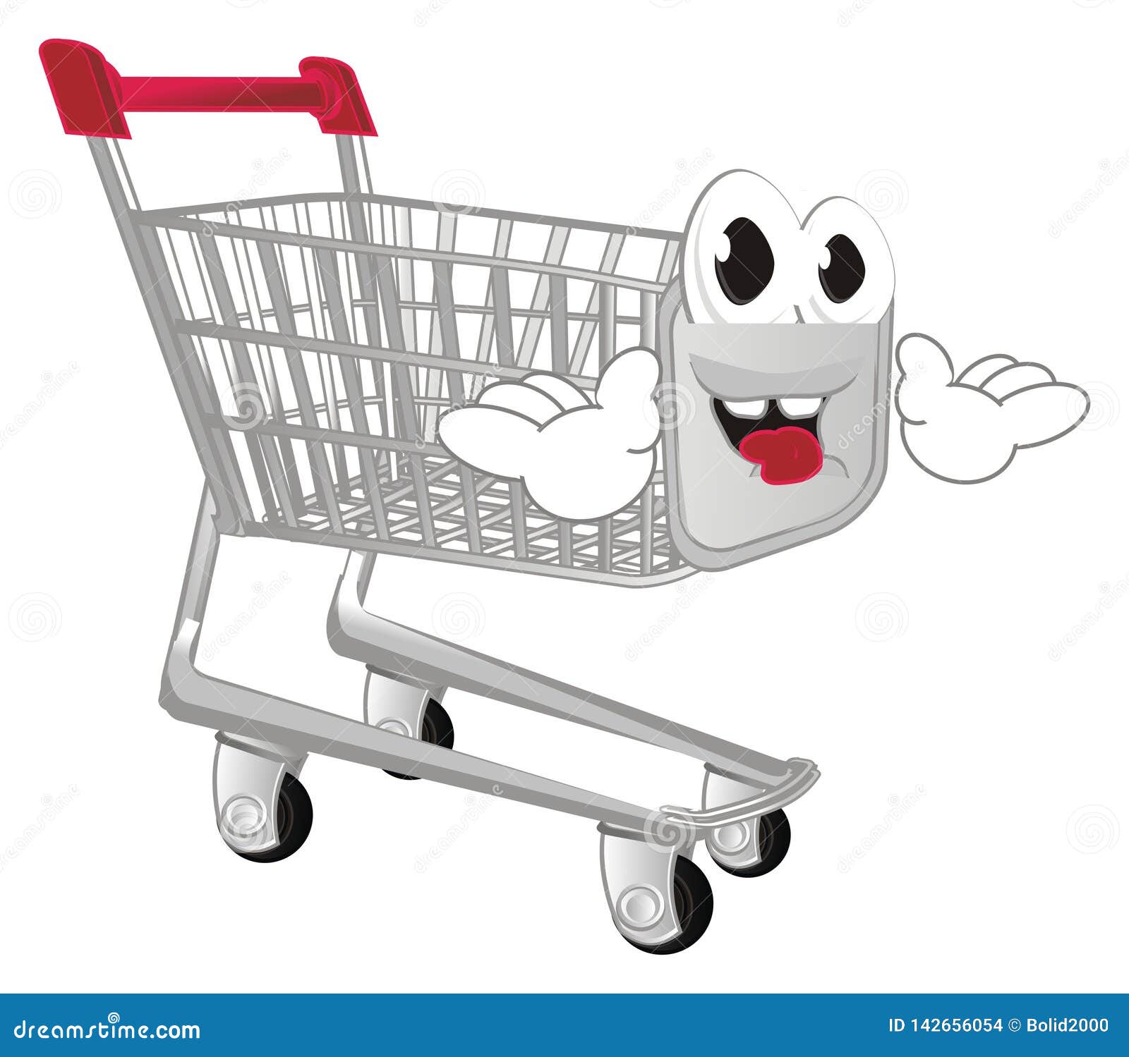 Happy Shopping Trolley with Hands Stock Illustration - Illustration of