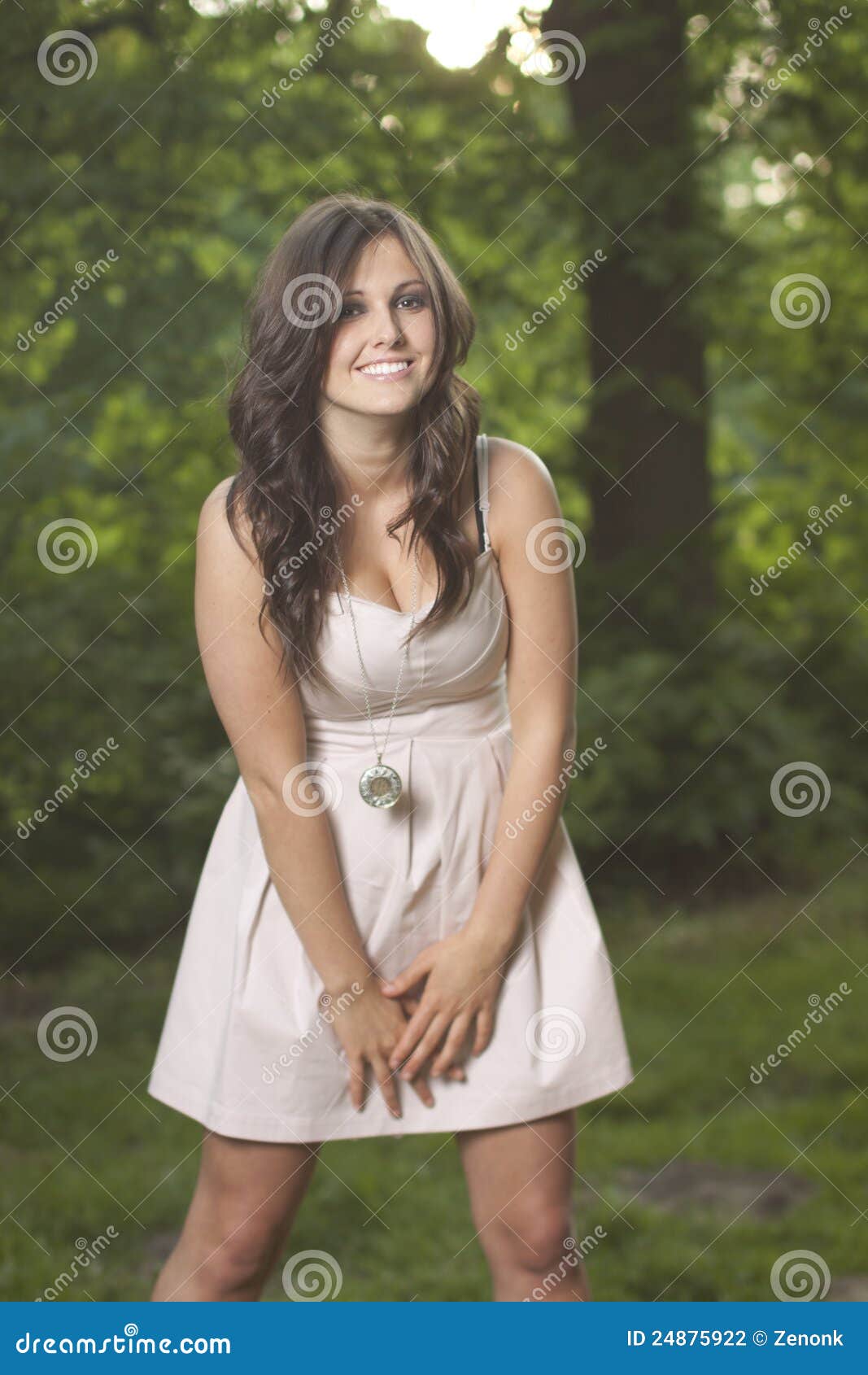 Happy Shy Teen In The Forest Stock Photo - Image: 24875922