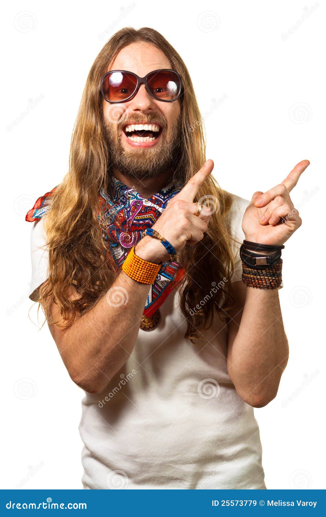 Happy and Silly Man Pointing Up at Copyspace. Stock Image - Image of ...