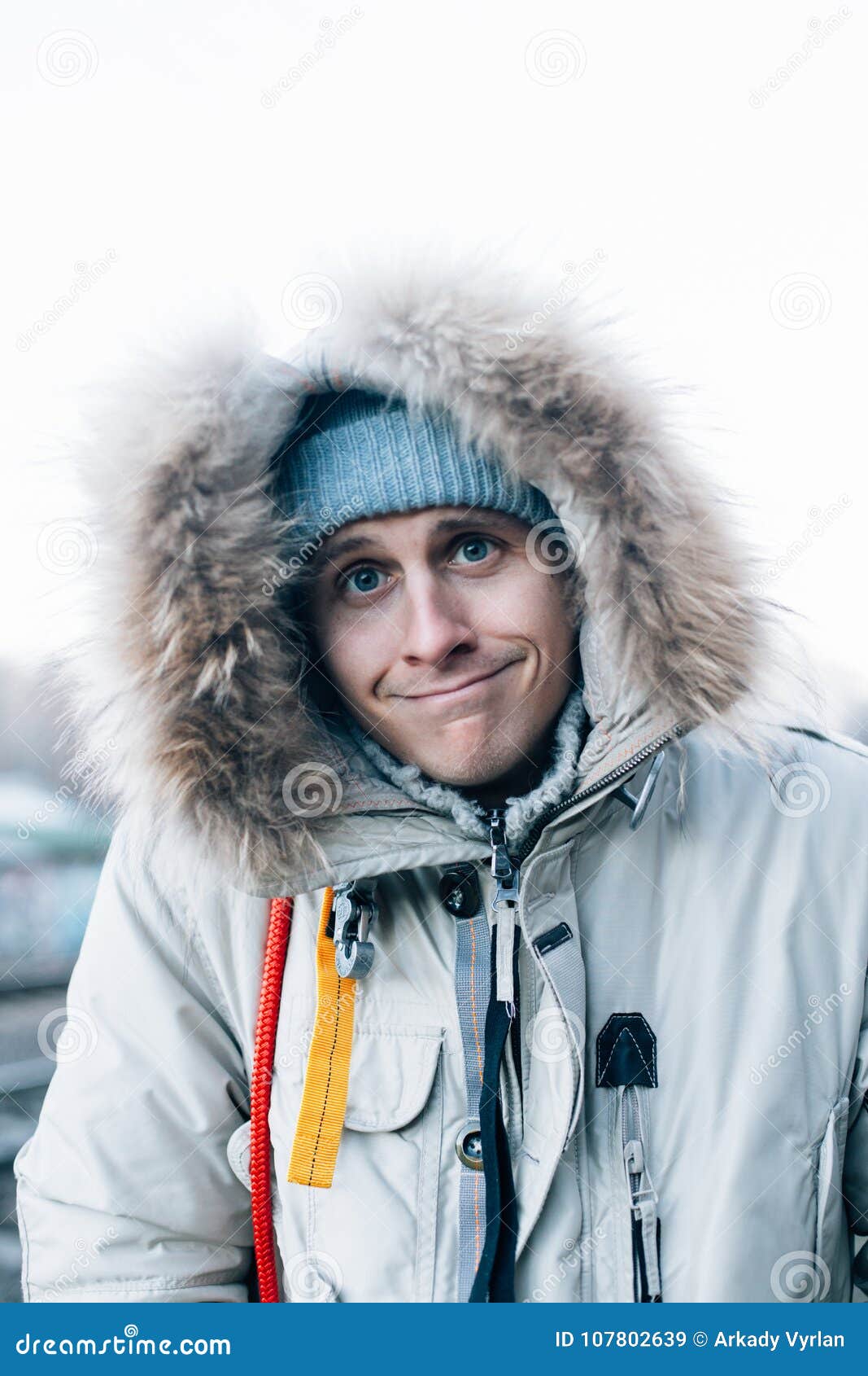 Happy Silly Smiling Man in Winter Coat Hood Stock Image - Image of close, forest: 107802639 Happy Silly Smiling Man in Winter Coat Hood Stock Image - Image of close, forest: 107802639