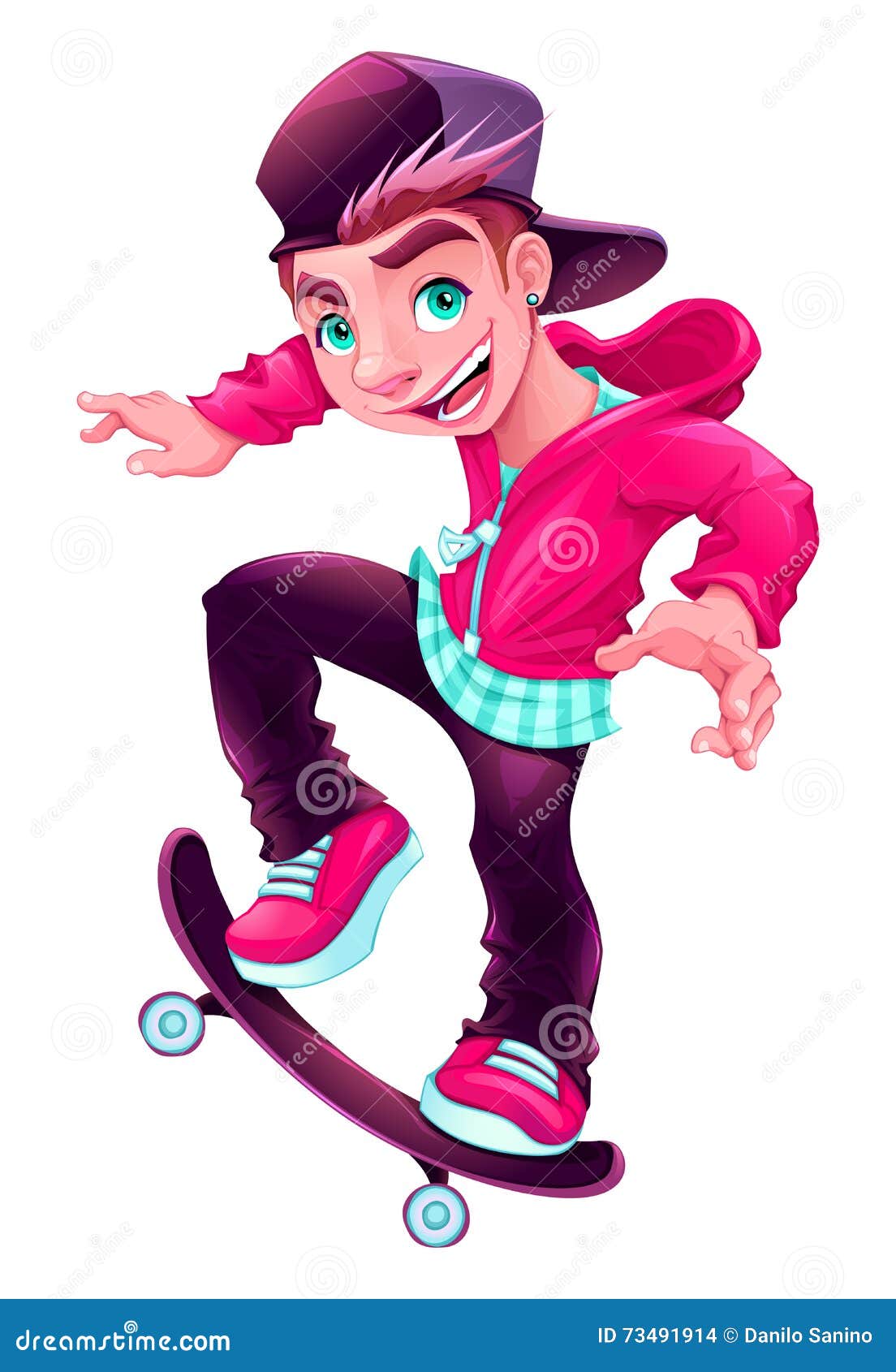Happy skater boy stock vector. Illustration of happy 73491914