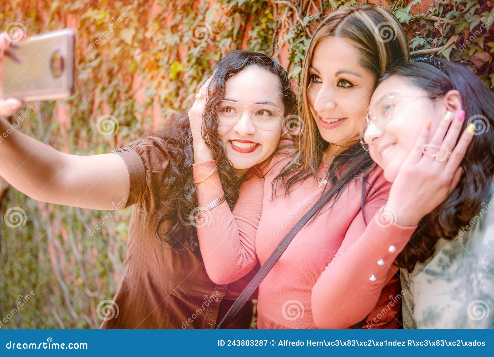 Happy Smiles Three Girls Taking Selfie And Looking Happy Stock Image Image Of Photograph