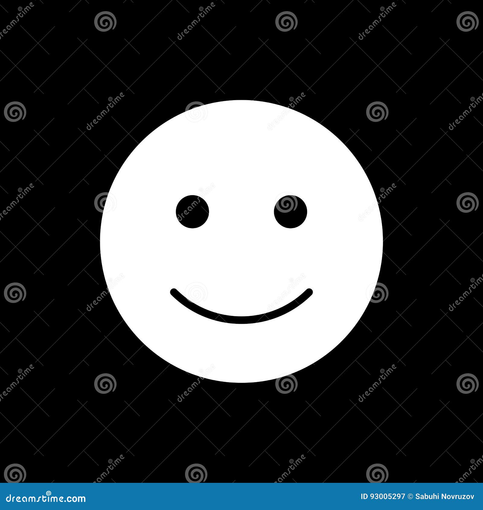 Happy Smiley Vector Icon. Black and White Smile Illustration. Solid