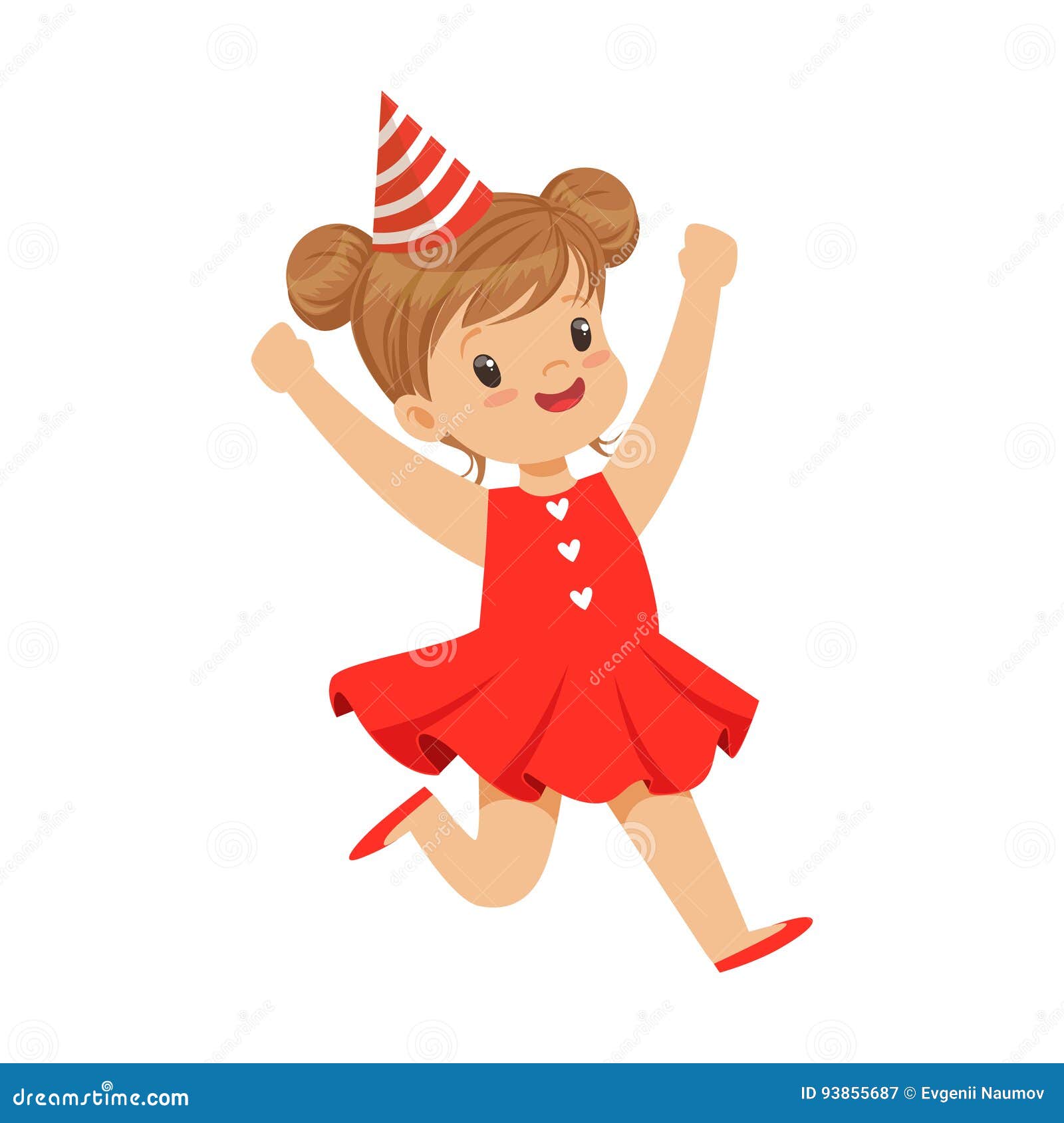 Happy Smiling Baby Girl Wearing a Red Dress and Party Hat Jumping. Childrens Birthday Party Colorful Cartoon Character Stock Vector - Illustration of adorable, joyful: 93855687 Happy Smiling Baby Girl Wearing a Red Dress and Party Hat Jumping. Childrens Birthday Party Colorful Cartoon Character Stock Vector - Illustration of adorable, joyful: 93855687