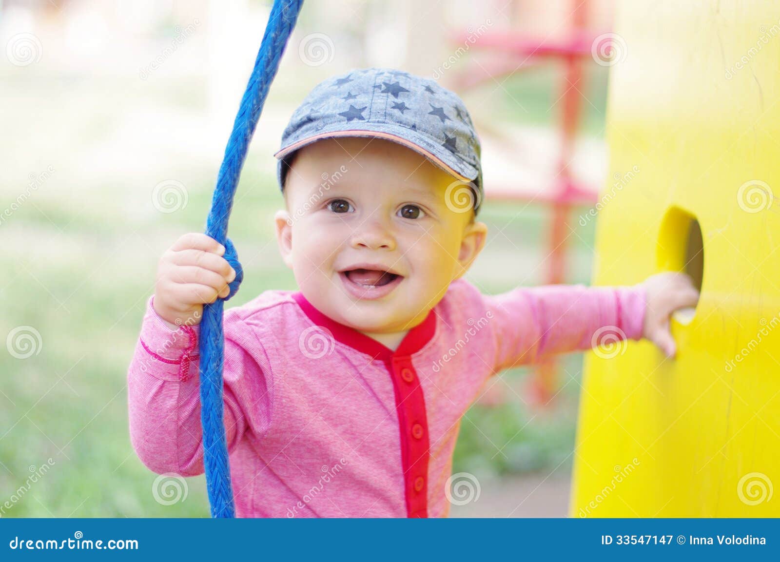 Happy Smiling Baby on Playground Stock Image - Image of months ...