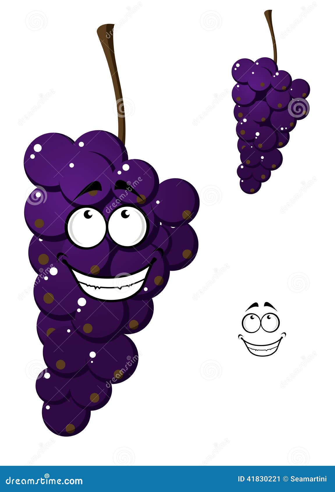 Happy Smiling Bunch of Purple Grapes Stock Vector - Illustration of ...