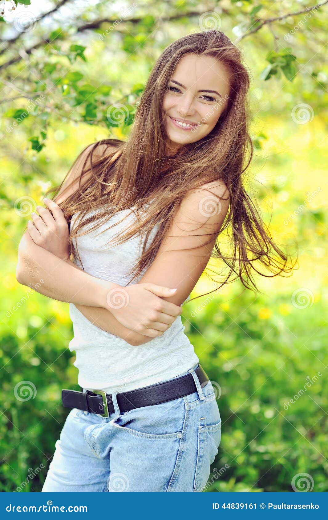 Happy Smiling Girl Outdoor Portrait Stock Image - Image of beautiful ...