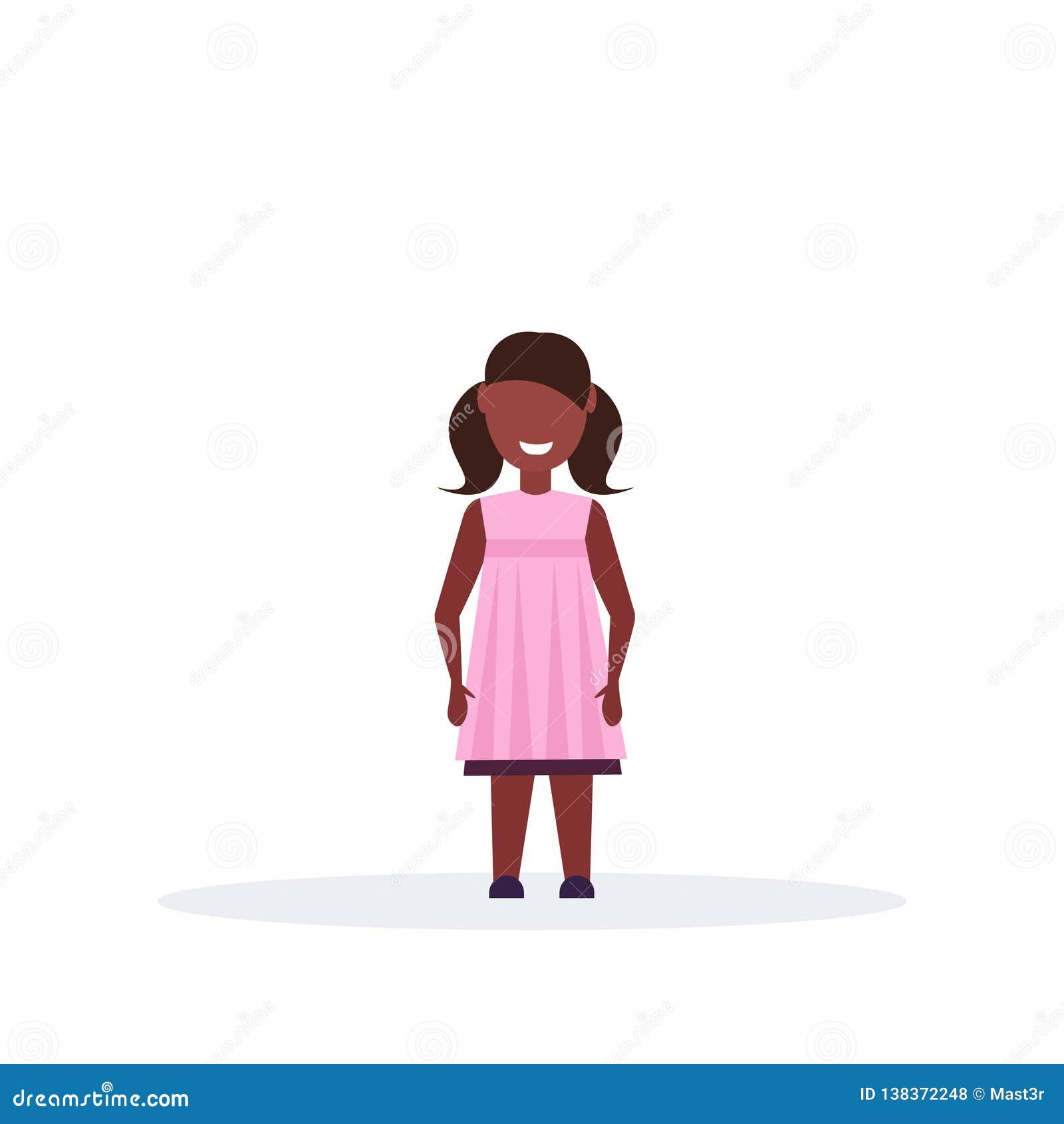 Happy Smiling Girl Standing Pose Little African American Child Female  Cartoon Character Full Length Flat Isolated Stock Vector - Illustration of  casual, female: 138372248