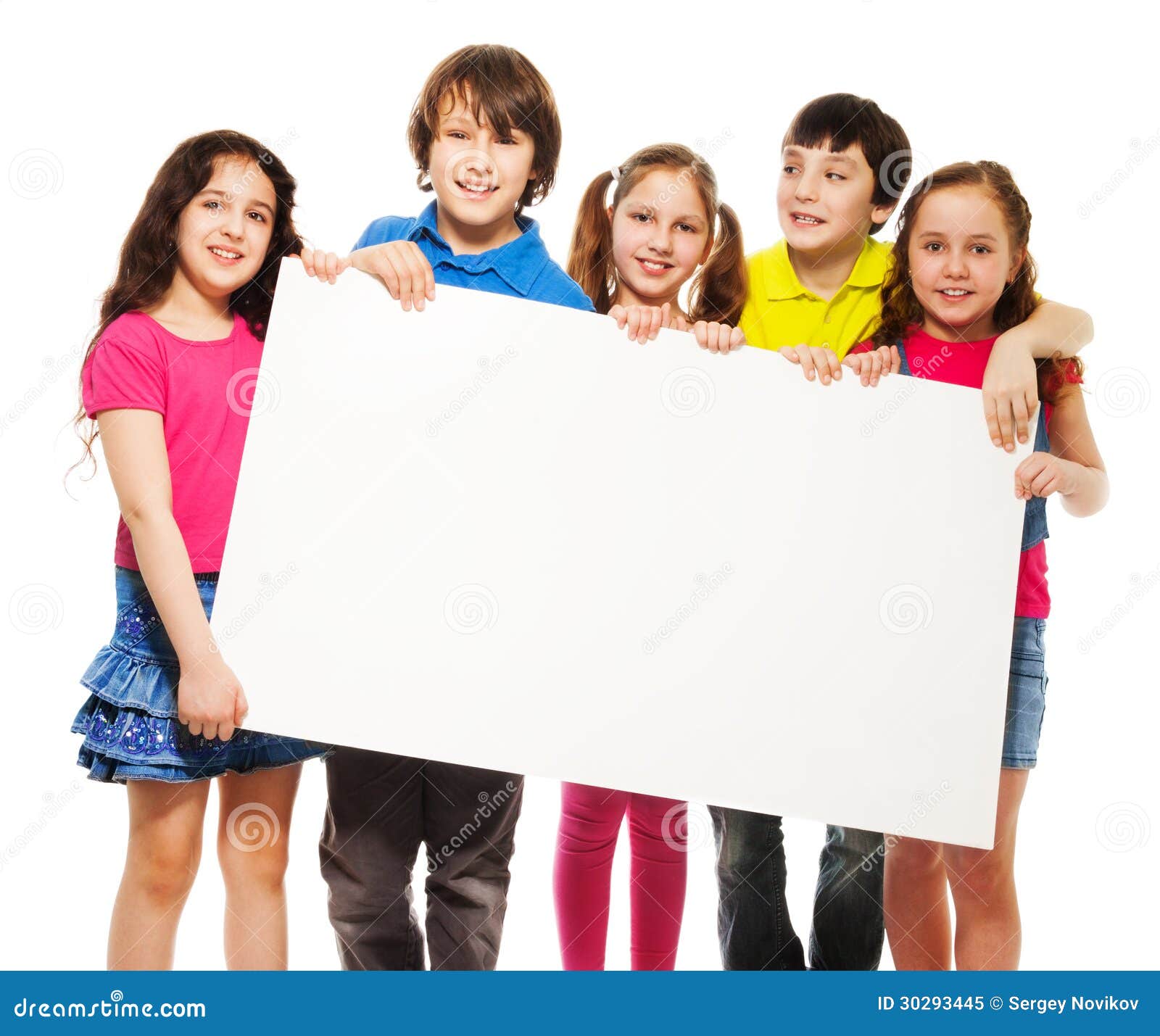 kids showing blank placard