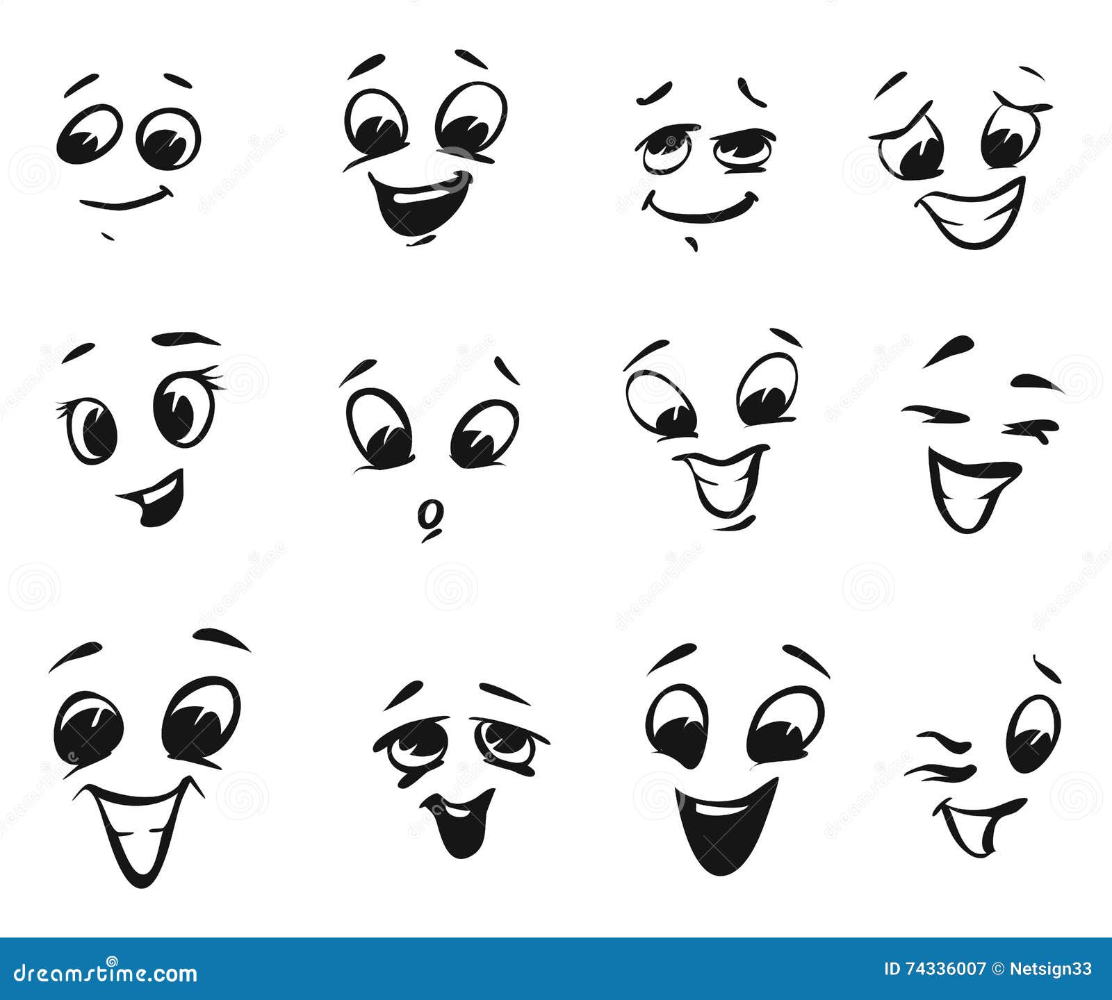 Happy Smiling and Laughing Cartoon Faces Stock Vector - Illustration of  happy, smile: 74336007