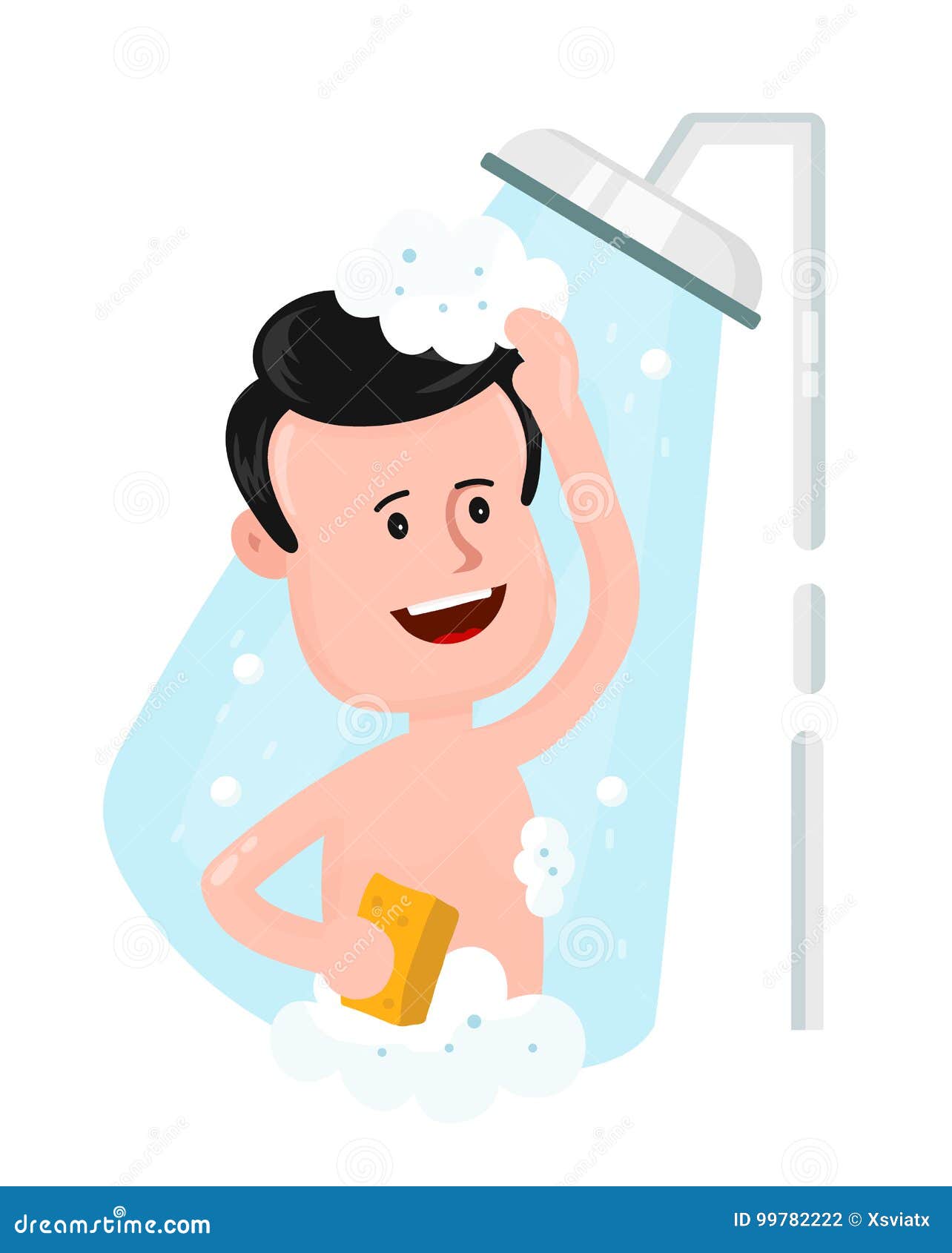Happy Smiling Man Take Shower Stock Vector - Illustration of showering ...