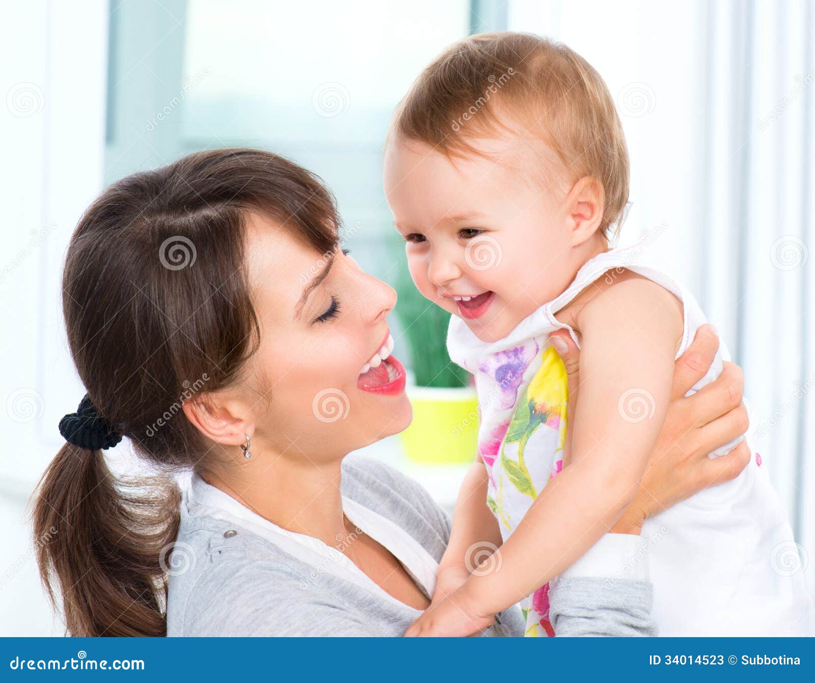 Happy Smiling Mother and Baby Stock Image - Image of care, joyful: 34014523