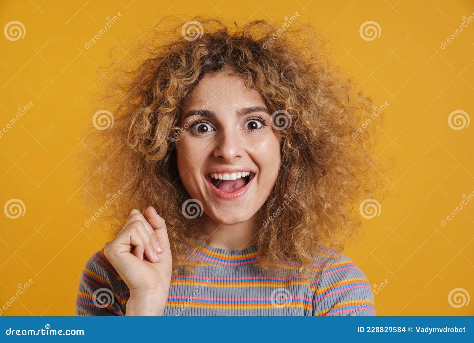 Happy Smiling Young Blonde Woman with Fizzy Hair Stock Photo - Image of ...