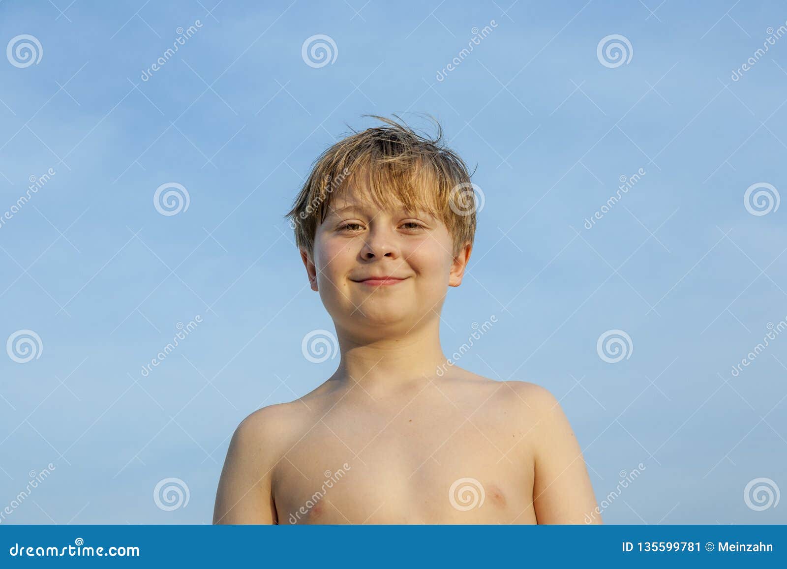 Happy Smiling Young Boy at the Beach Stock Image - Image of attractive ...