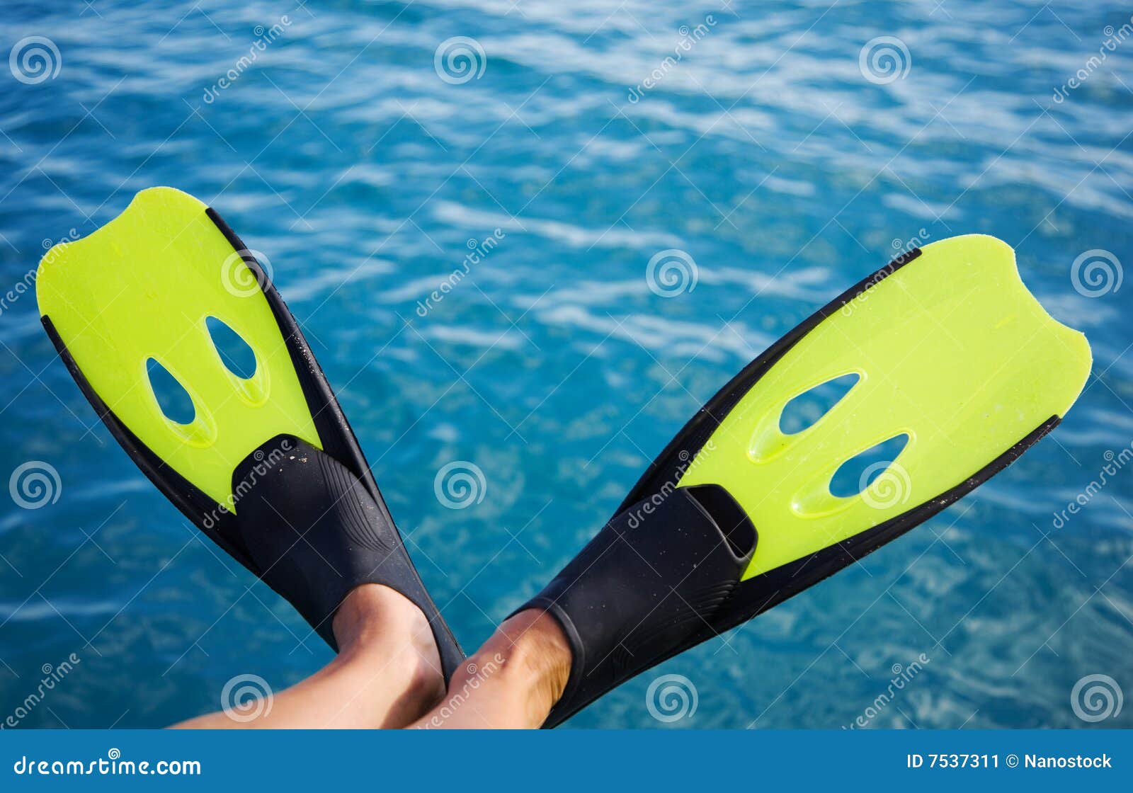 Happy snorkeling flippers stock image. Image of vacation 7537311