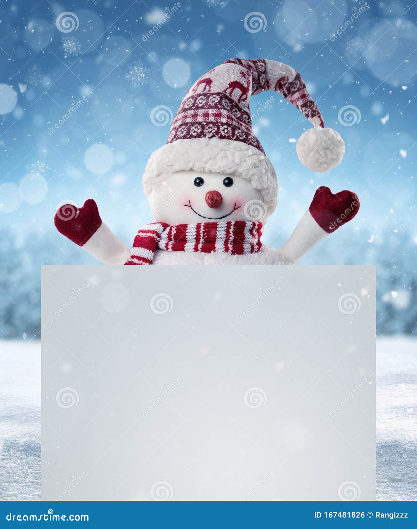 Holiday Felt & Tinsel Whimsical "Let's Celebrate Snow" Snowman 
