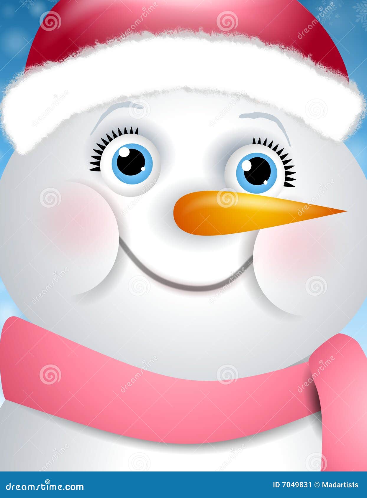 Happy Snowman Girl Face stock illustration. Illustration of character