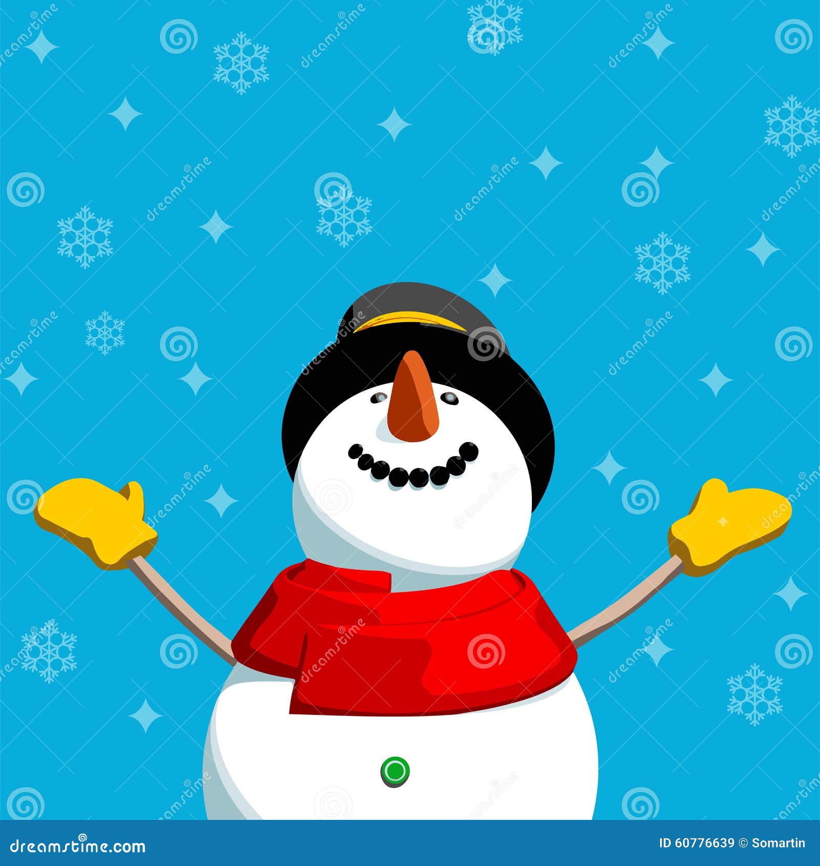 Happy Snowman stock vector. Illustration of festive, cheerful - 60776639