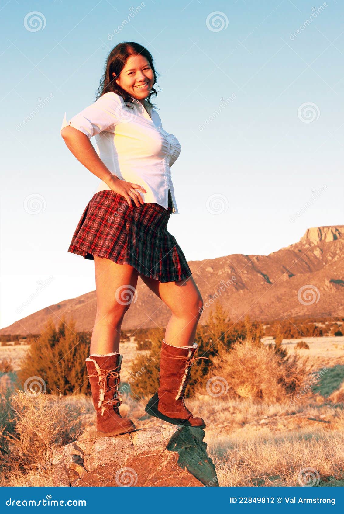 Happy Southwest Woman On Rock Stock Photography Image