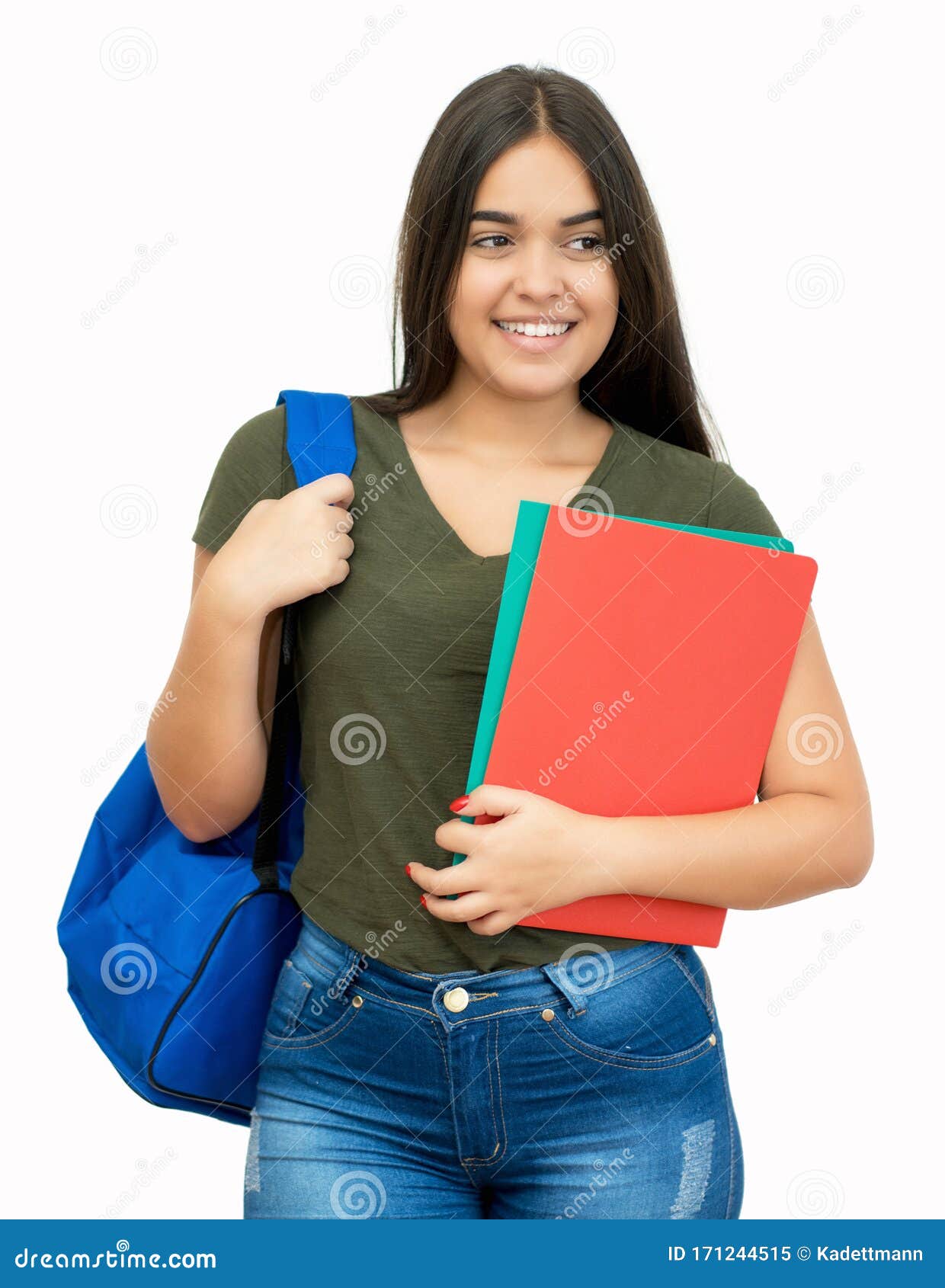 Happy Spanish Female Student with Backpack Stock Image Image of