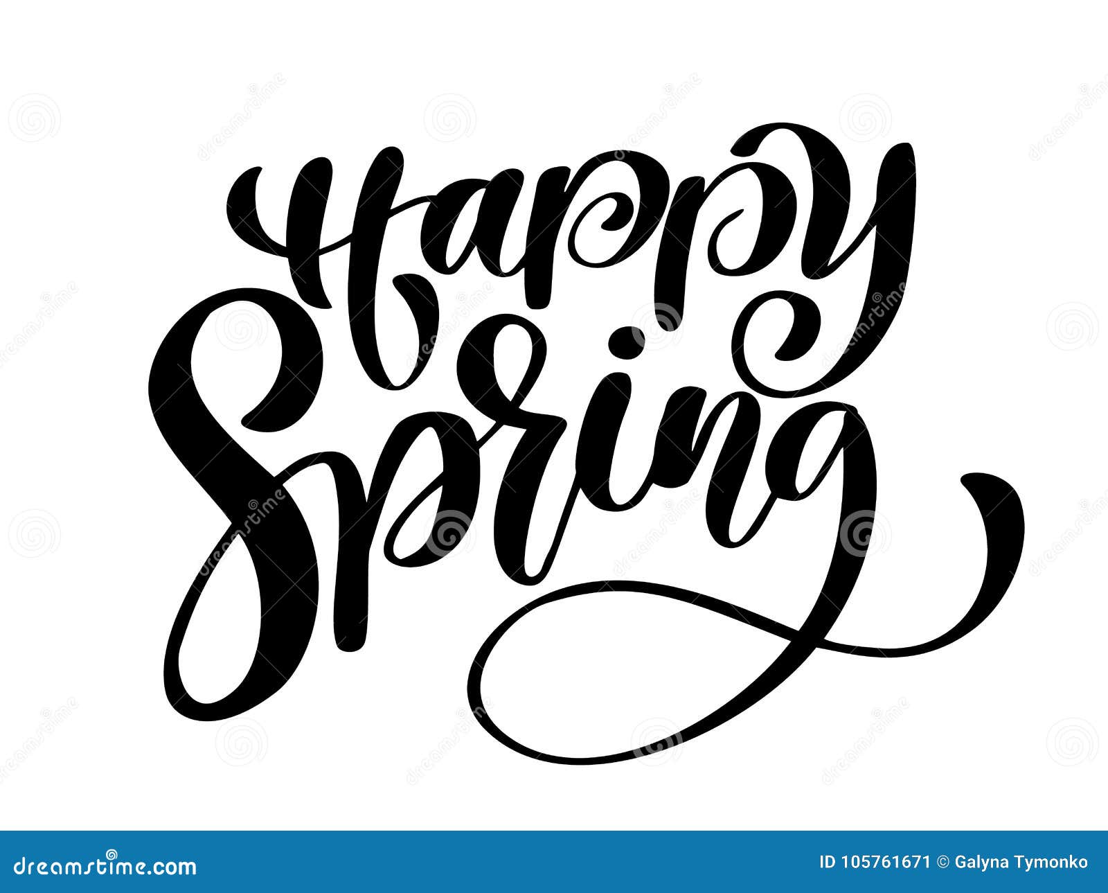 Happy Spring. Hand Drawn Calligraphy and Brush Pen Stock Vector ...