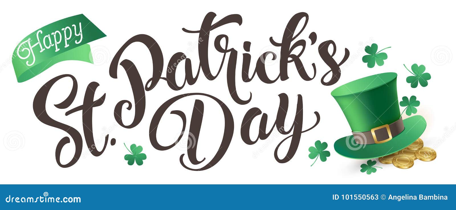 happy st. patrick`s day  on a white background.