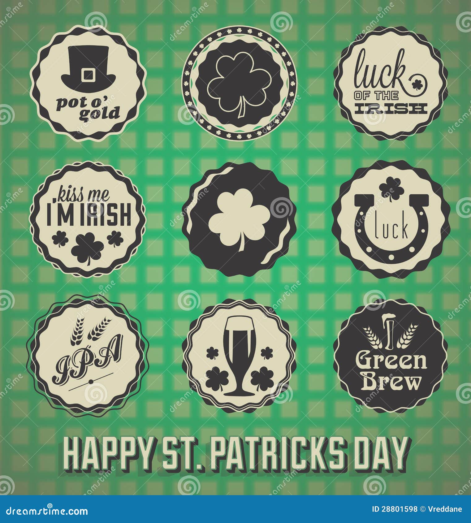 Happy St. Patricks Day Labels Stock Vector - Illustration of shamrock ...
