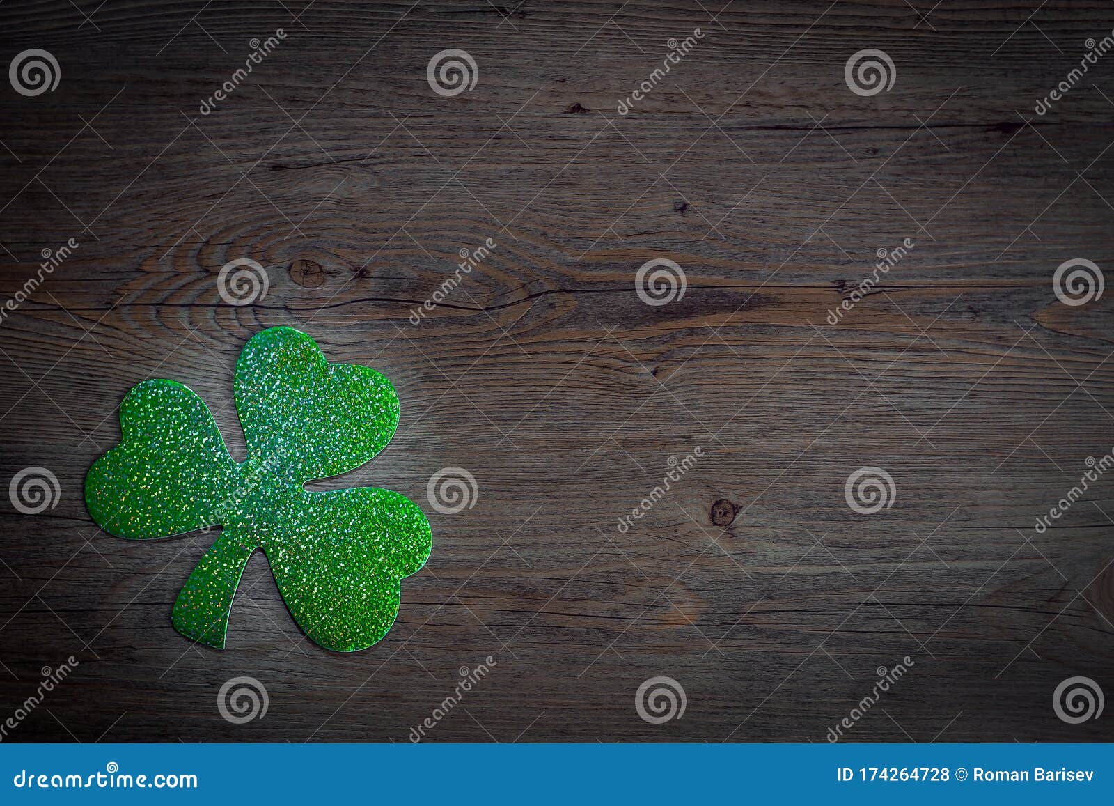 shamrocks on vintage style wood background. st.patrick`s day holiday . top view, copy space