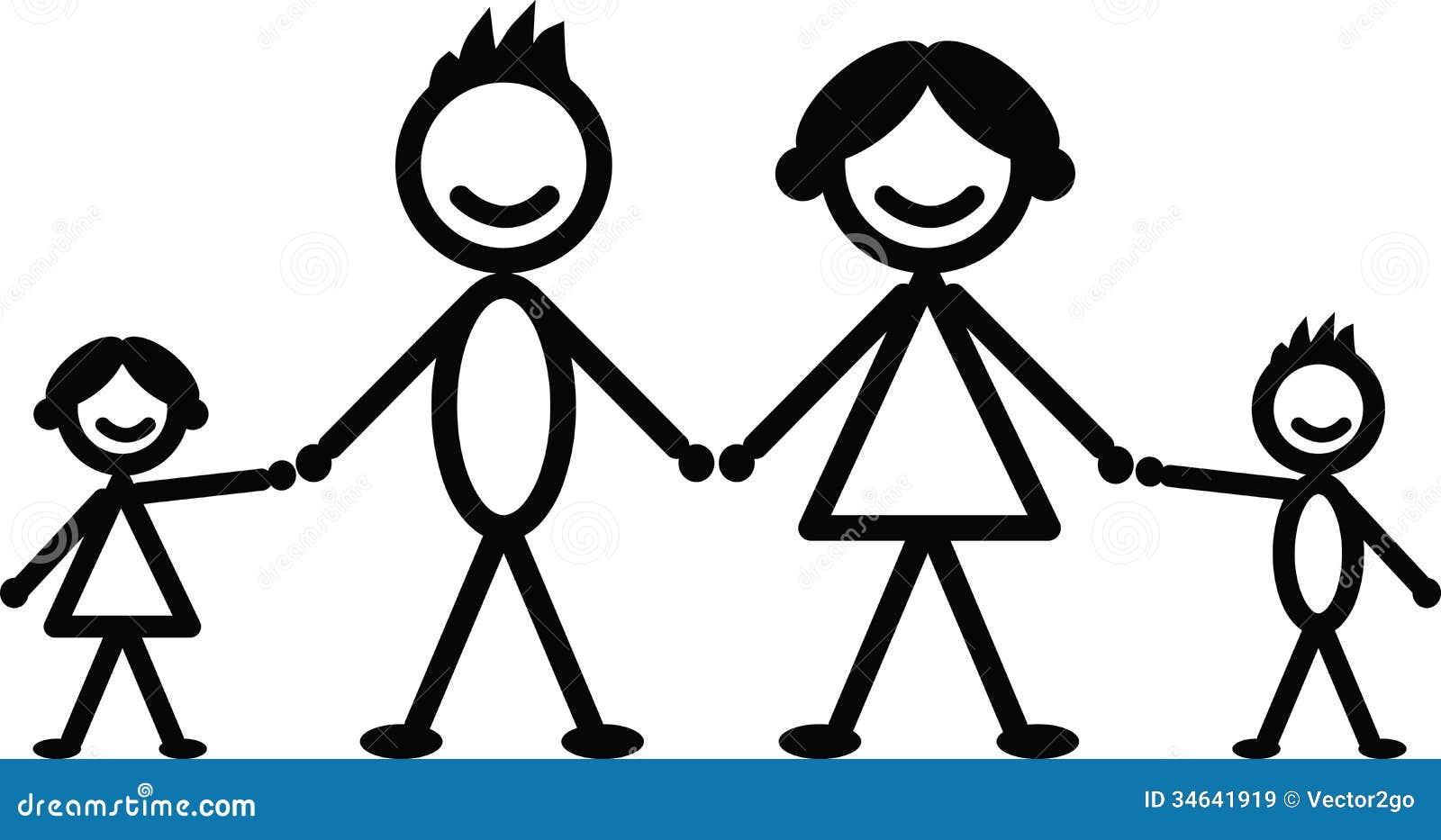 Happy stick family stock vector. Illustration of stick - 34641919