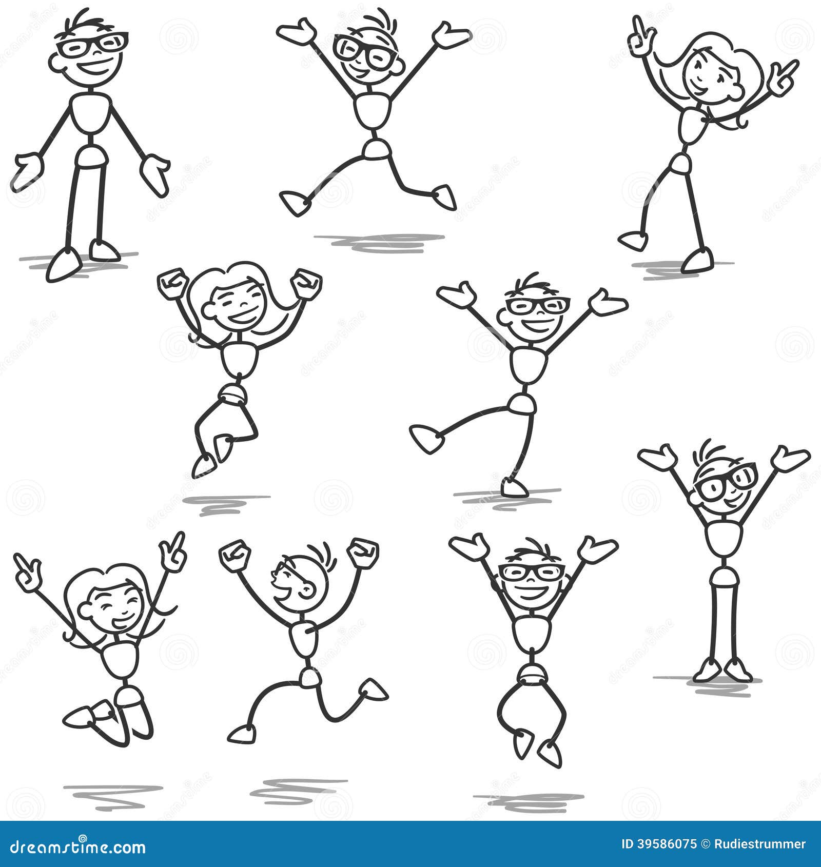 Hand drawn stickman set isolated on white Vector Image