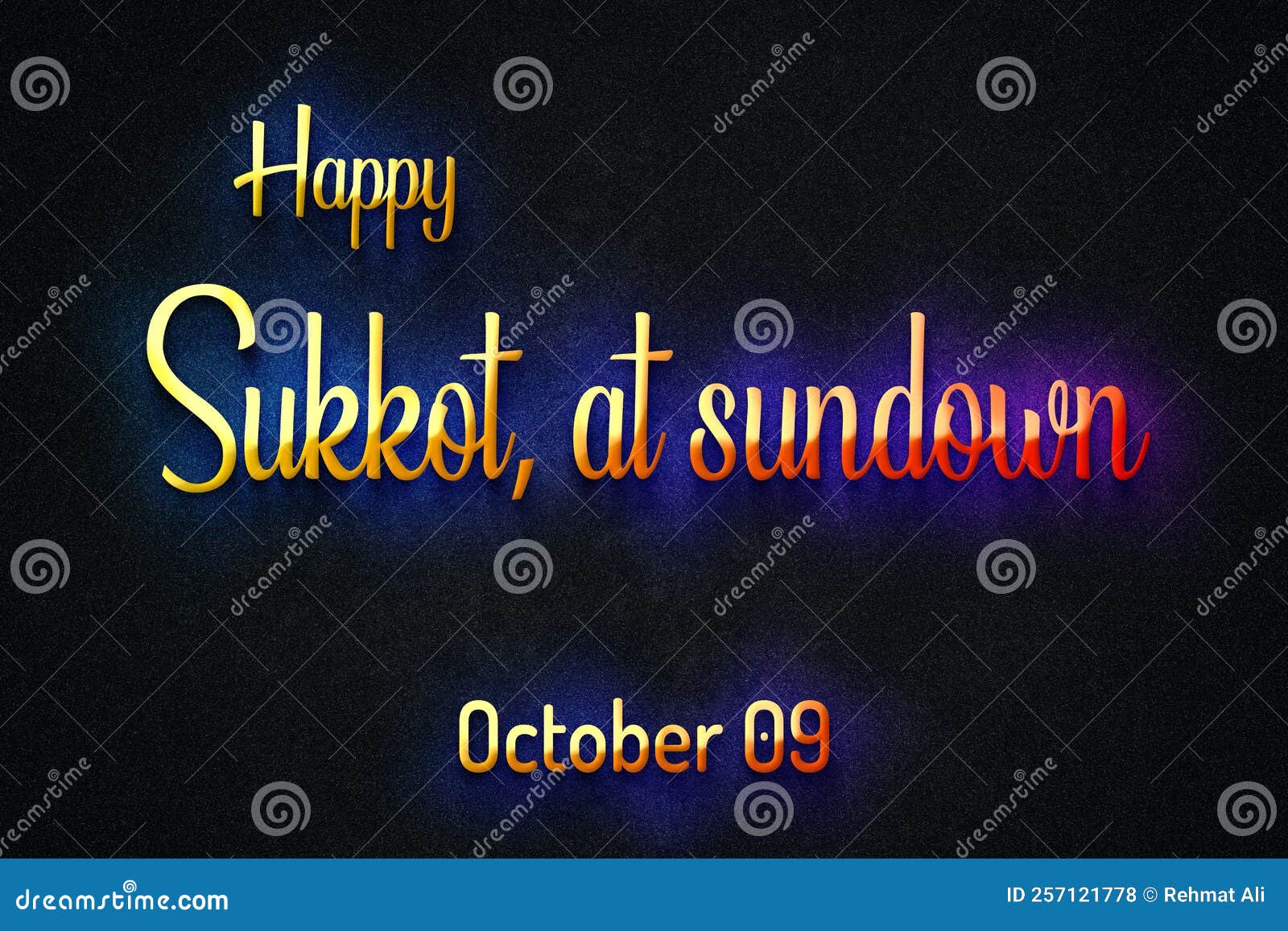 Happy Sukkot, at Sundown, October 09, Empty Space for Text, Copy Space