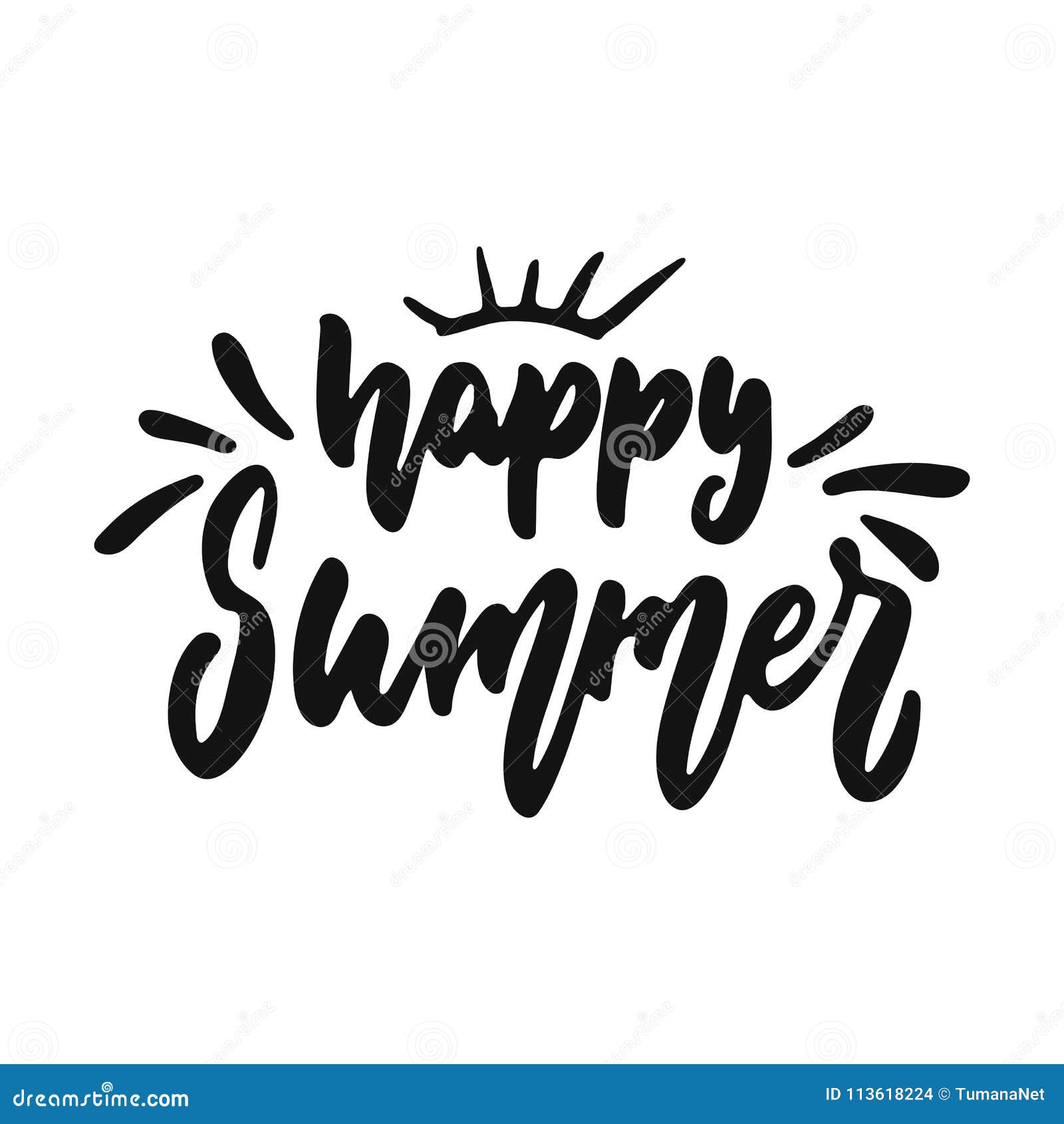 Happy Summer - Hand Drawn Lettering Phrase Isolated on the White ...