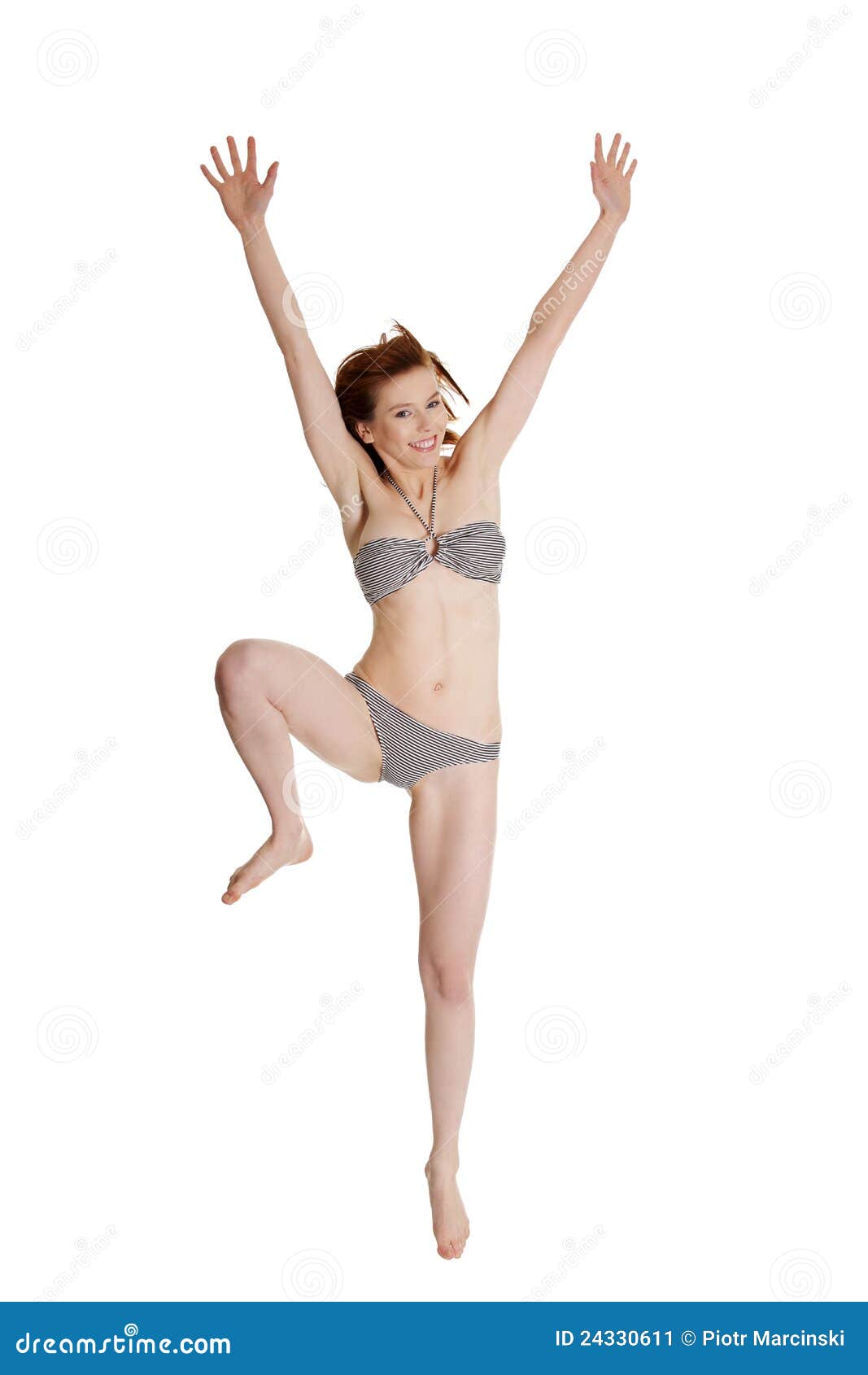 Happy Summer Woman In Bikini Jumping Stock Image Image 24330611