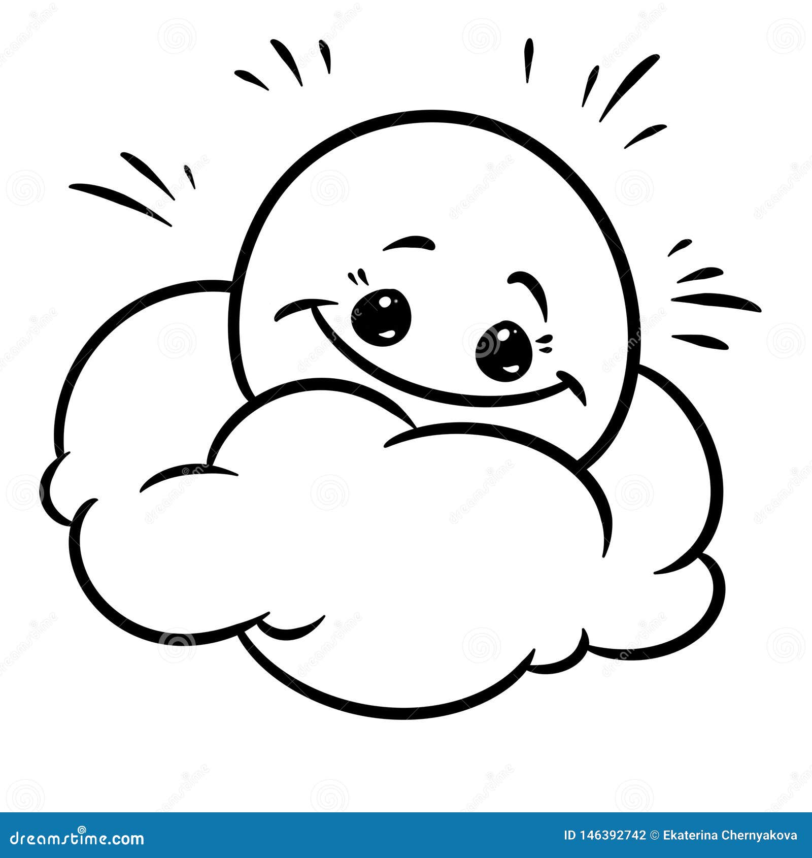 Download Happy Sun Cloud Weather Element Character Cartoon Illustration Coloring Page Stock Illustration ...