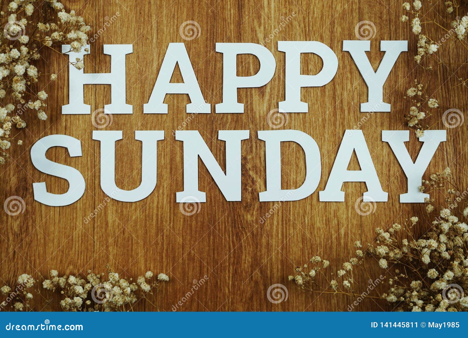 Happy Sunday Alphabet Letters Top View on Wooden Background Stock ...