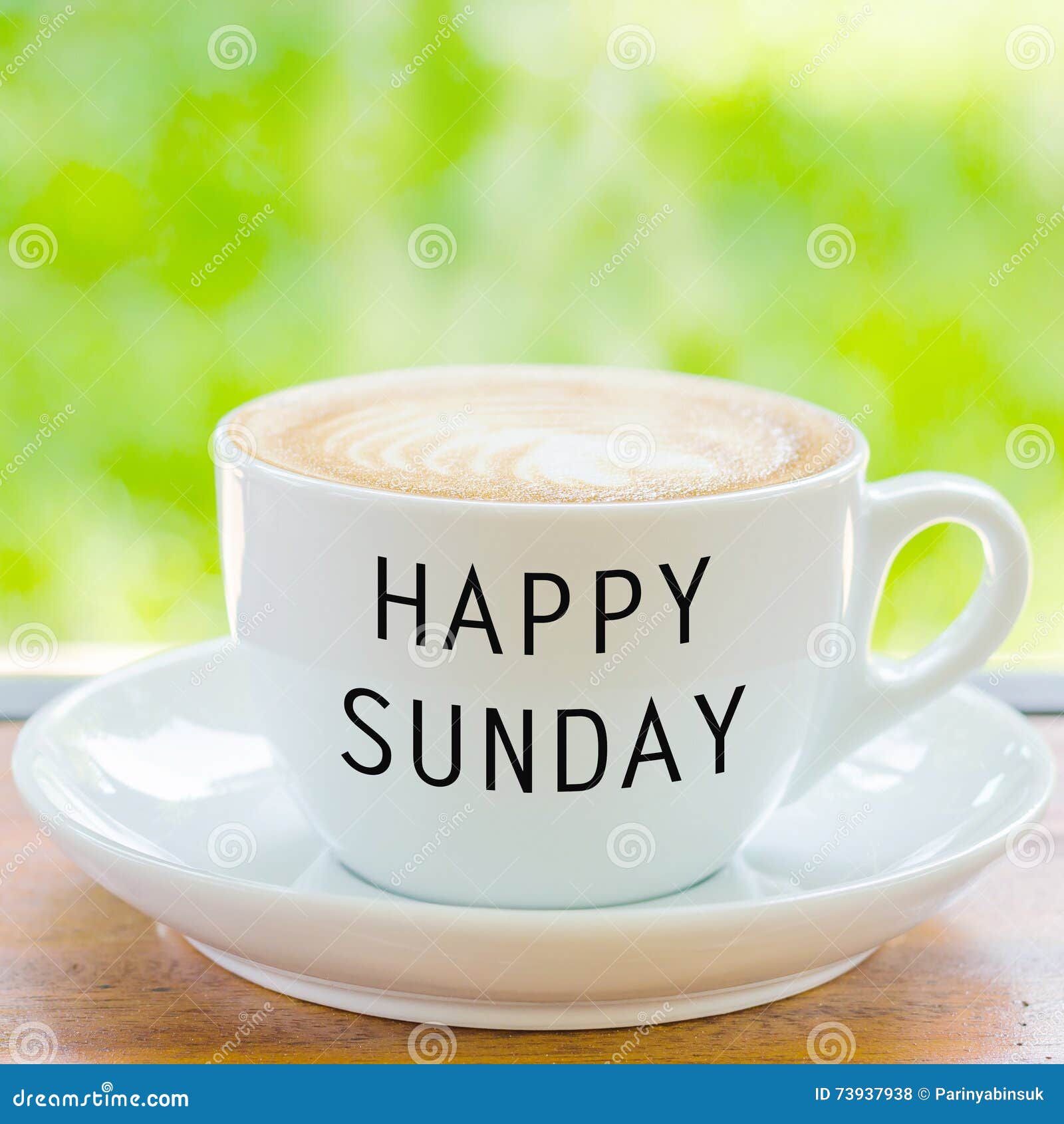 Happy Sunday on coffee cup stock photo. Image of brown - 73937938