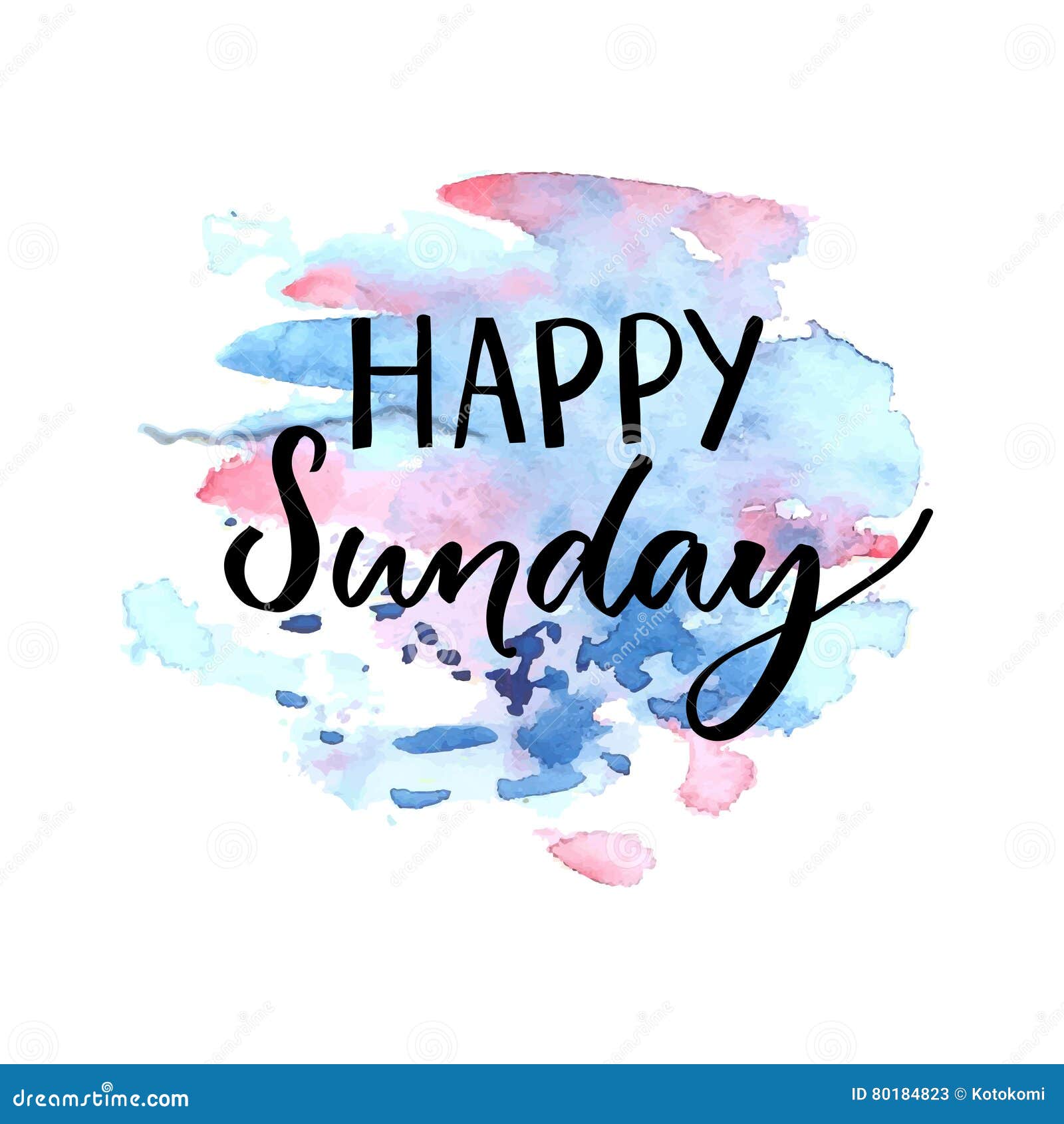 Happy Sunday Inscription Handwritten Text On Blue And Violet