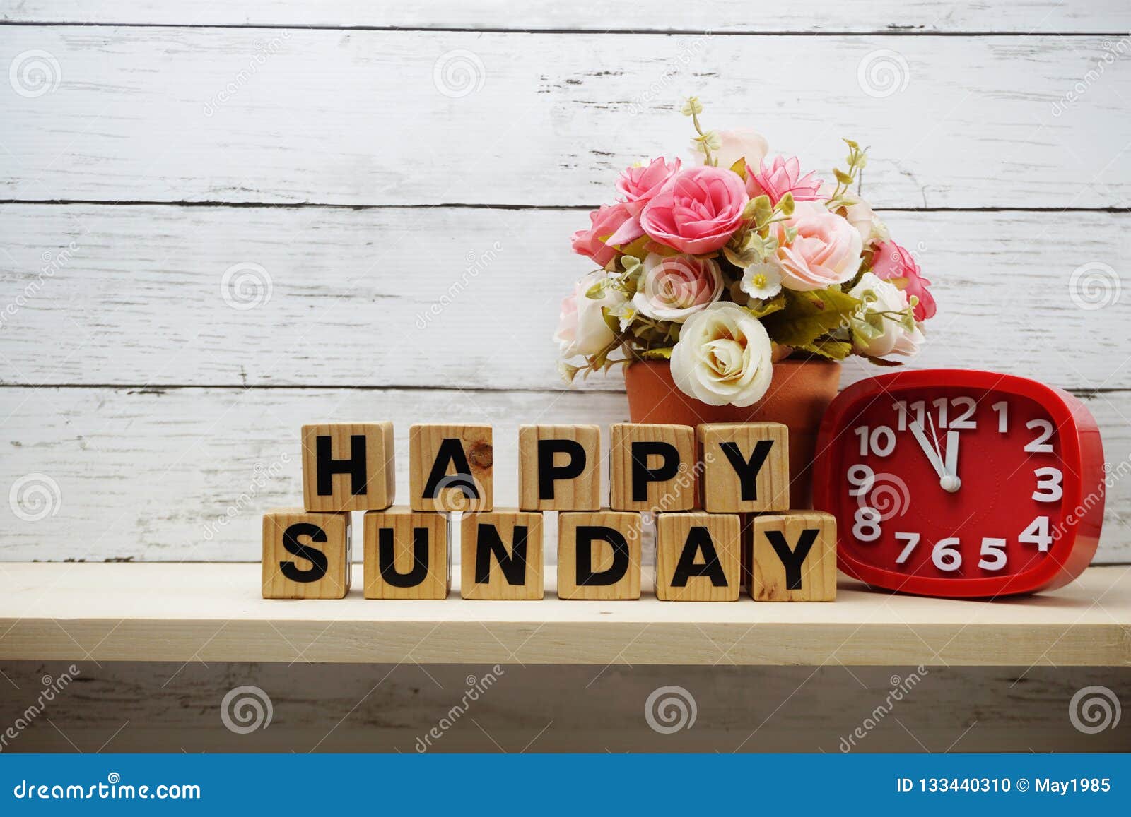 Happy Sunday Wooden Letter Alphabet with Decorate Item on Wooden ...