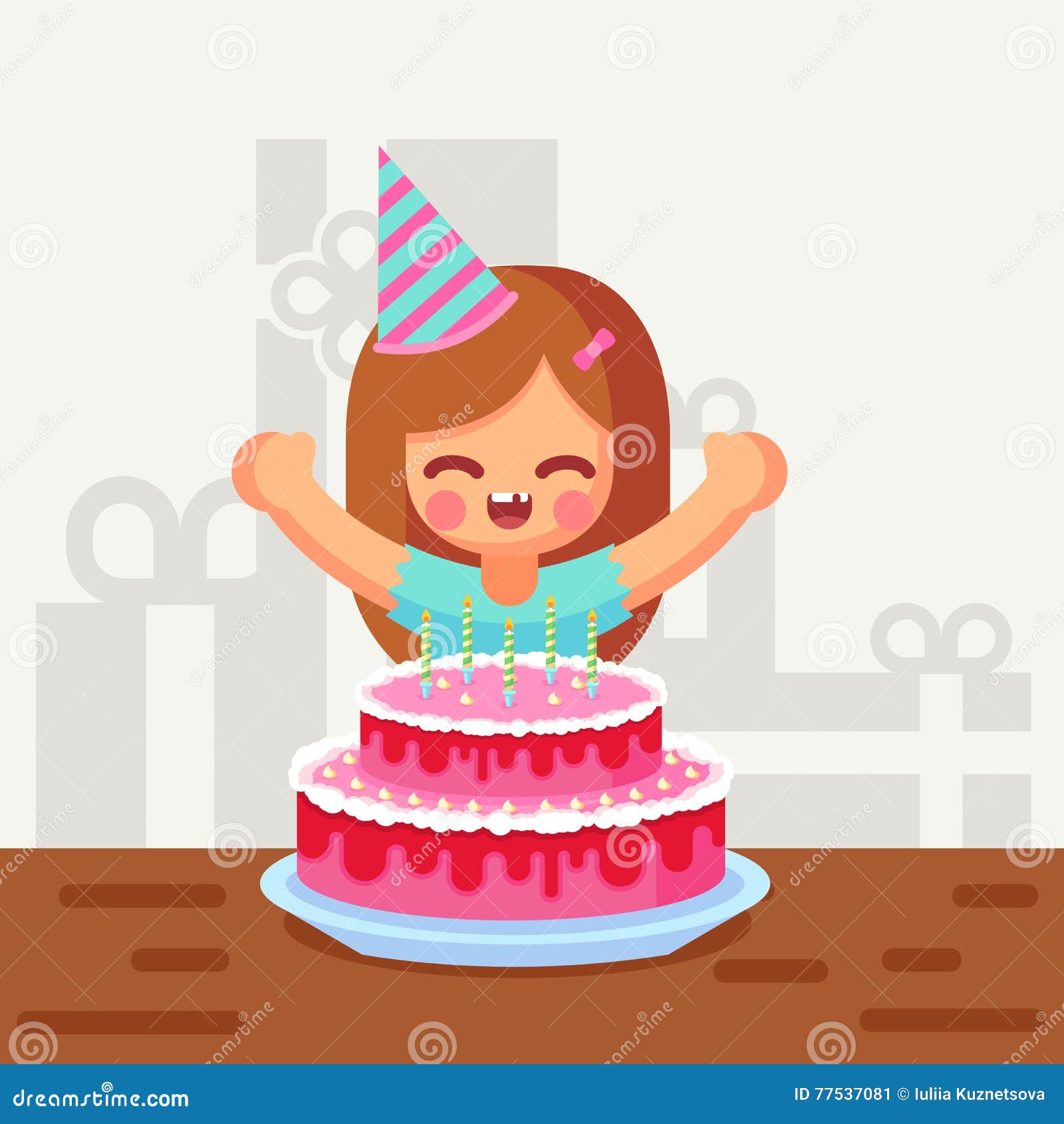 Happy Sweet Cute Cartoon Girl with Birthday Cake Stock Illustration - Illustration of flat, celebration: 77537081 Happy Sweet Cute Cartoon Girl with Birthday Cake Stock Illustration - Illustration of flat, celebration: 77537081