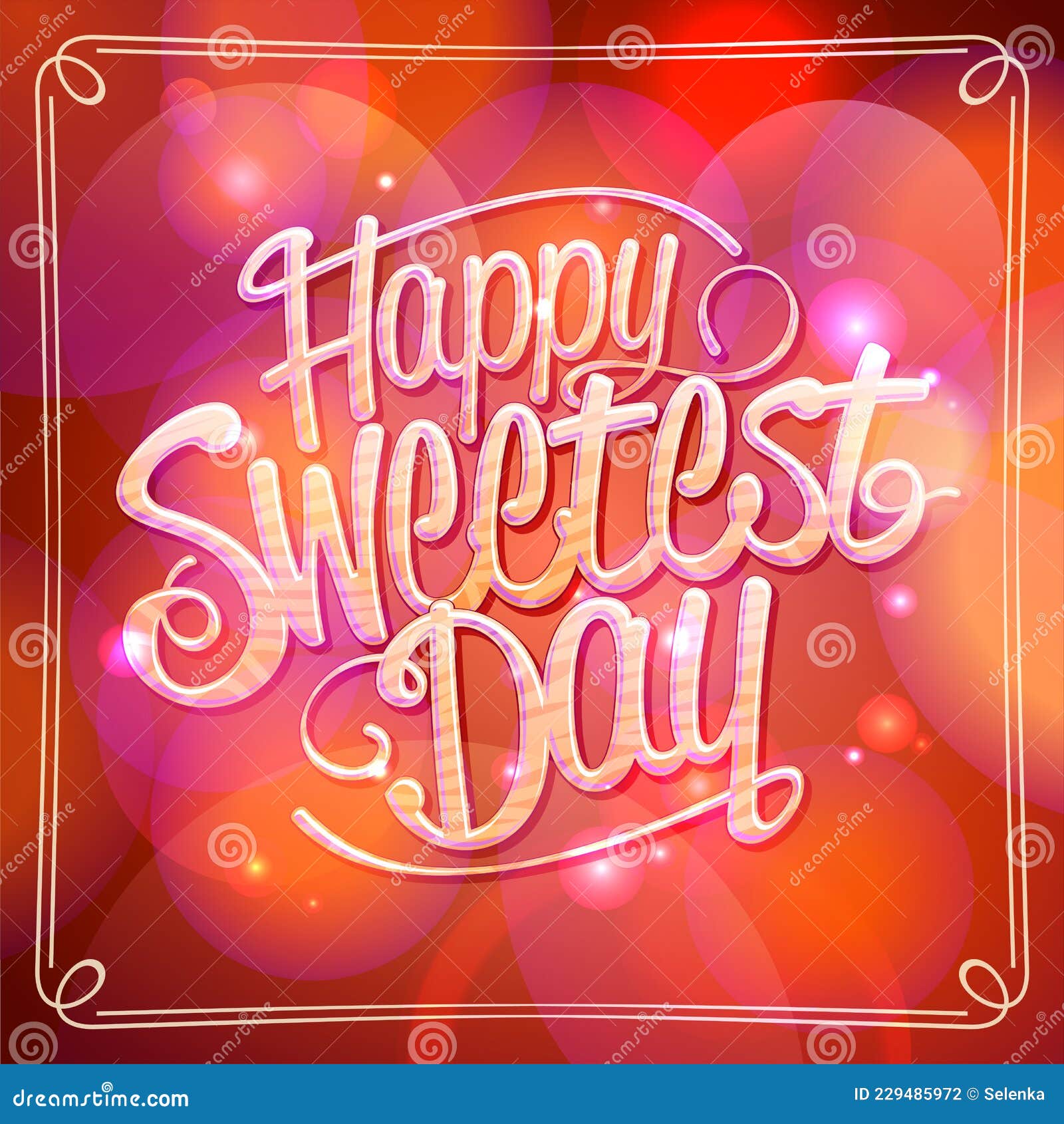 Happy Sweetest Day Card Vector Template with Golden Lettering Stock