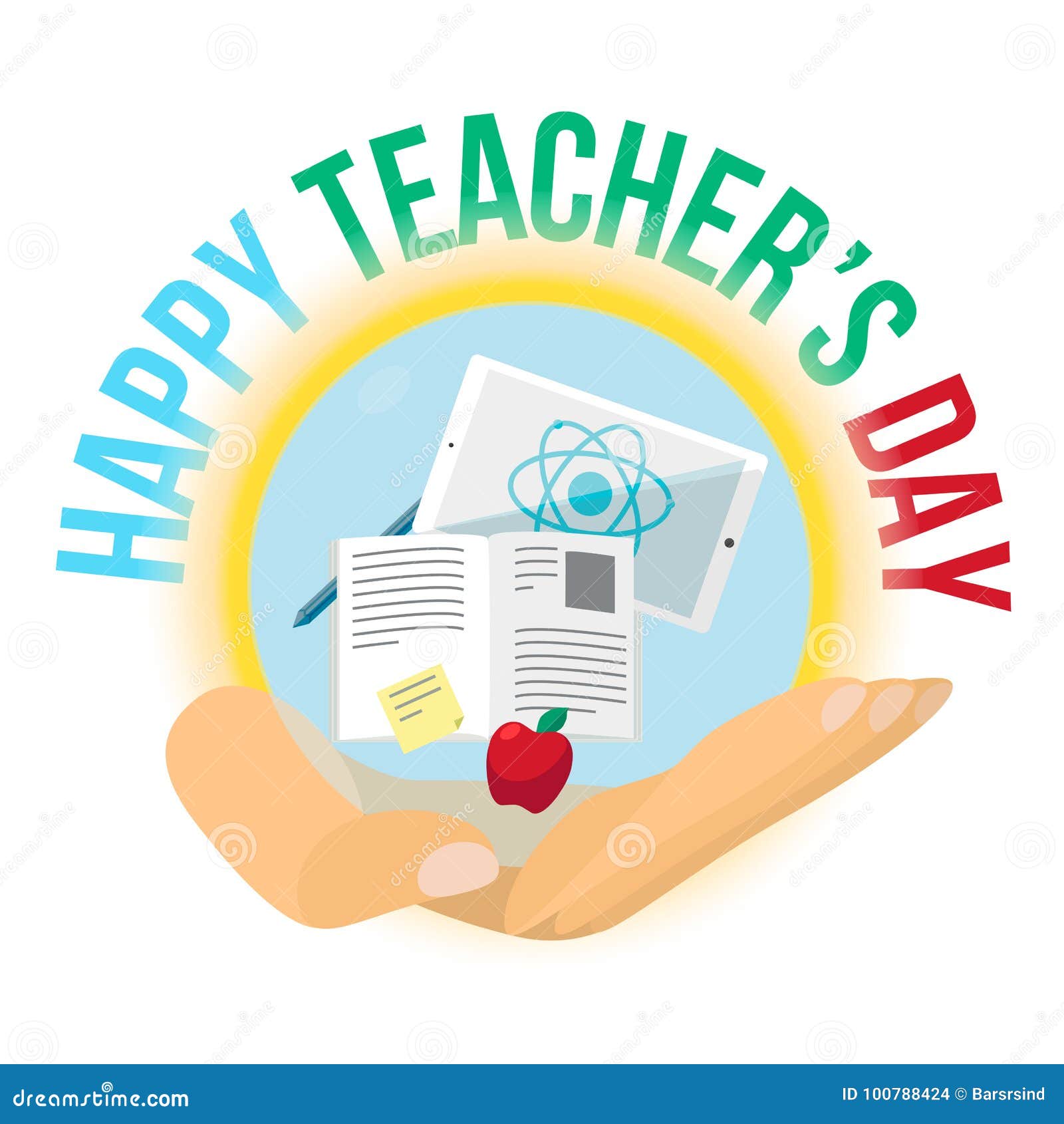 Happy Teachers Day Celebration Banner Stock Vector - Illustration of badge,  apple: 100788424