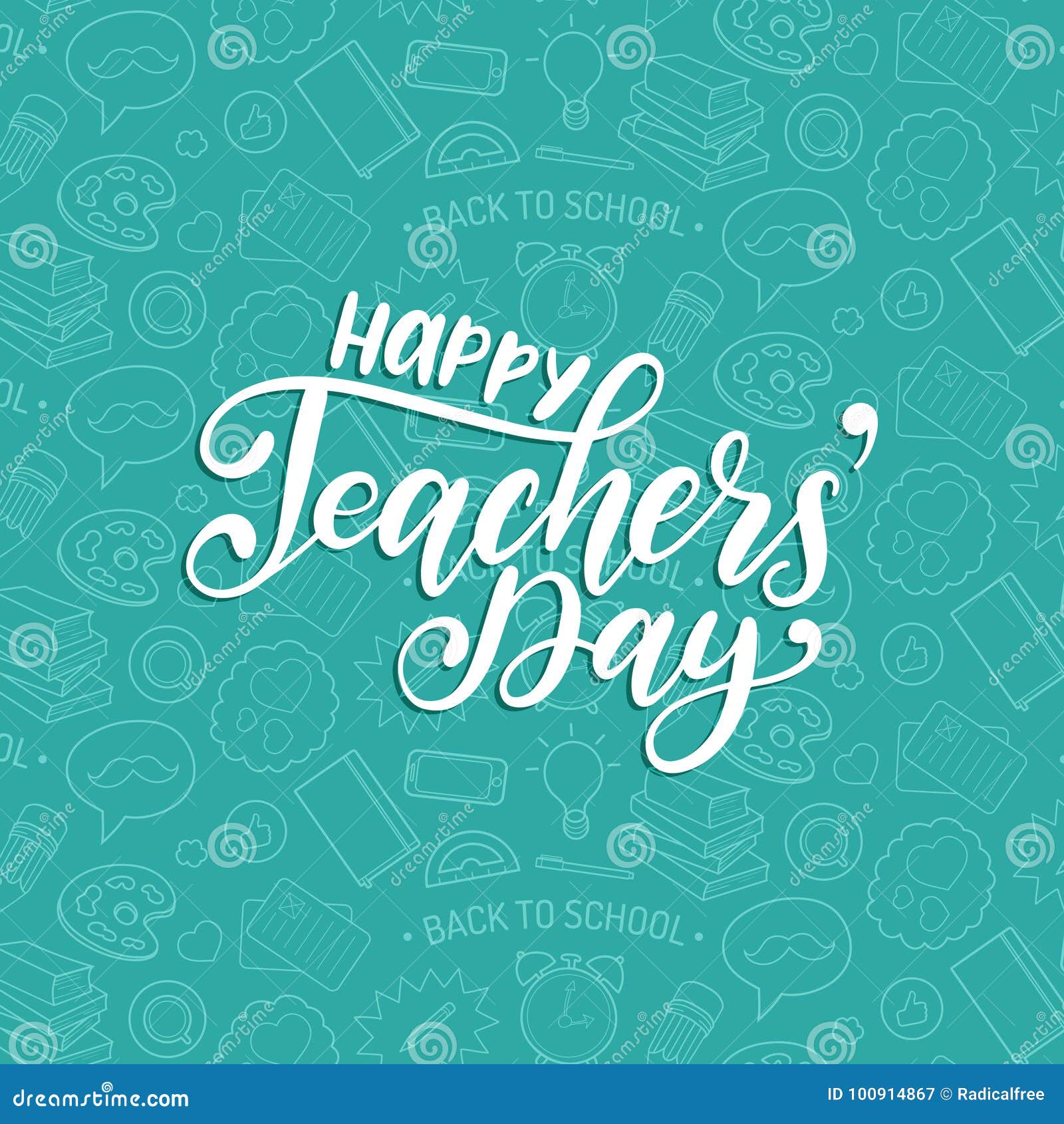 Happy Teachers Day Poster, Card. Vector Hand Lettering on White ...