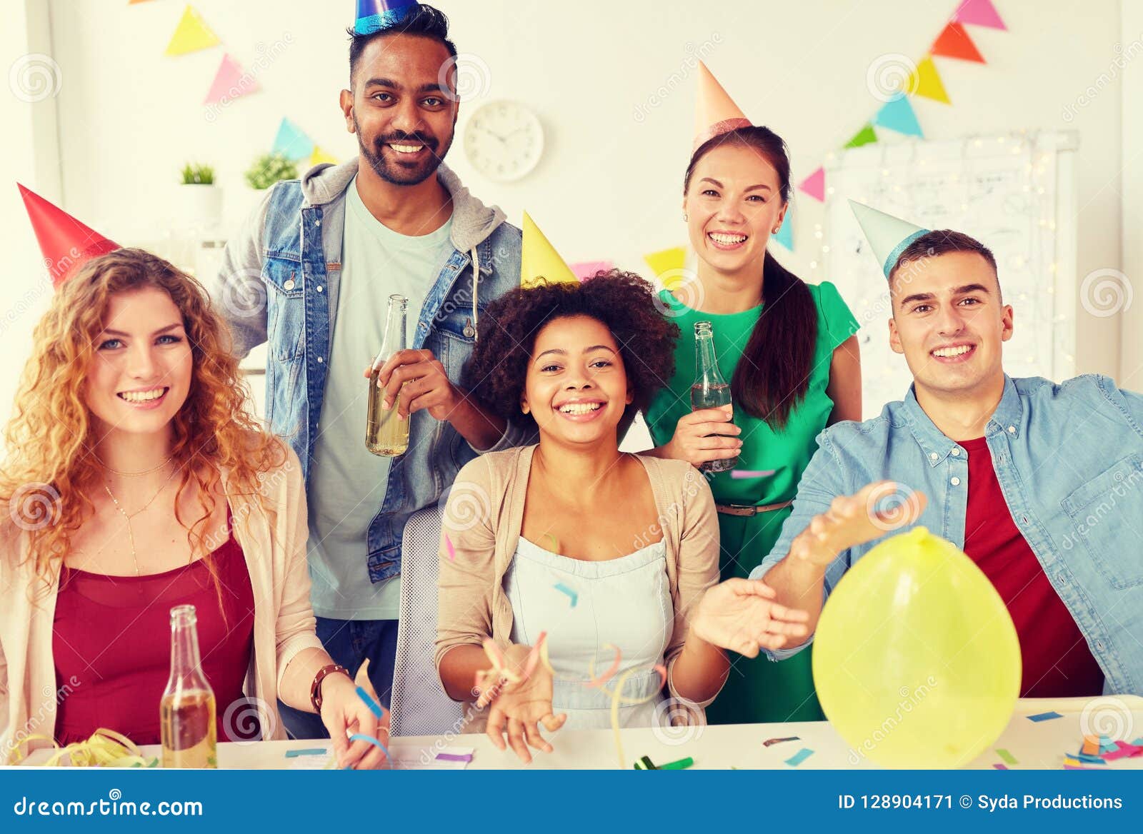 Happy Team Having Fun At Office Party Stock Image - Image of african ... Office Team Celebration
