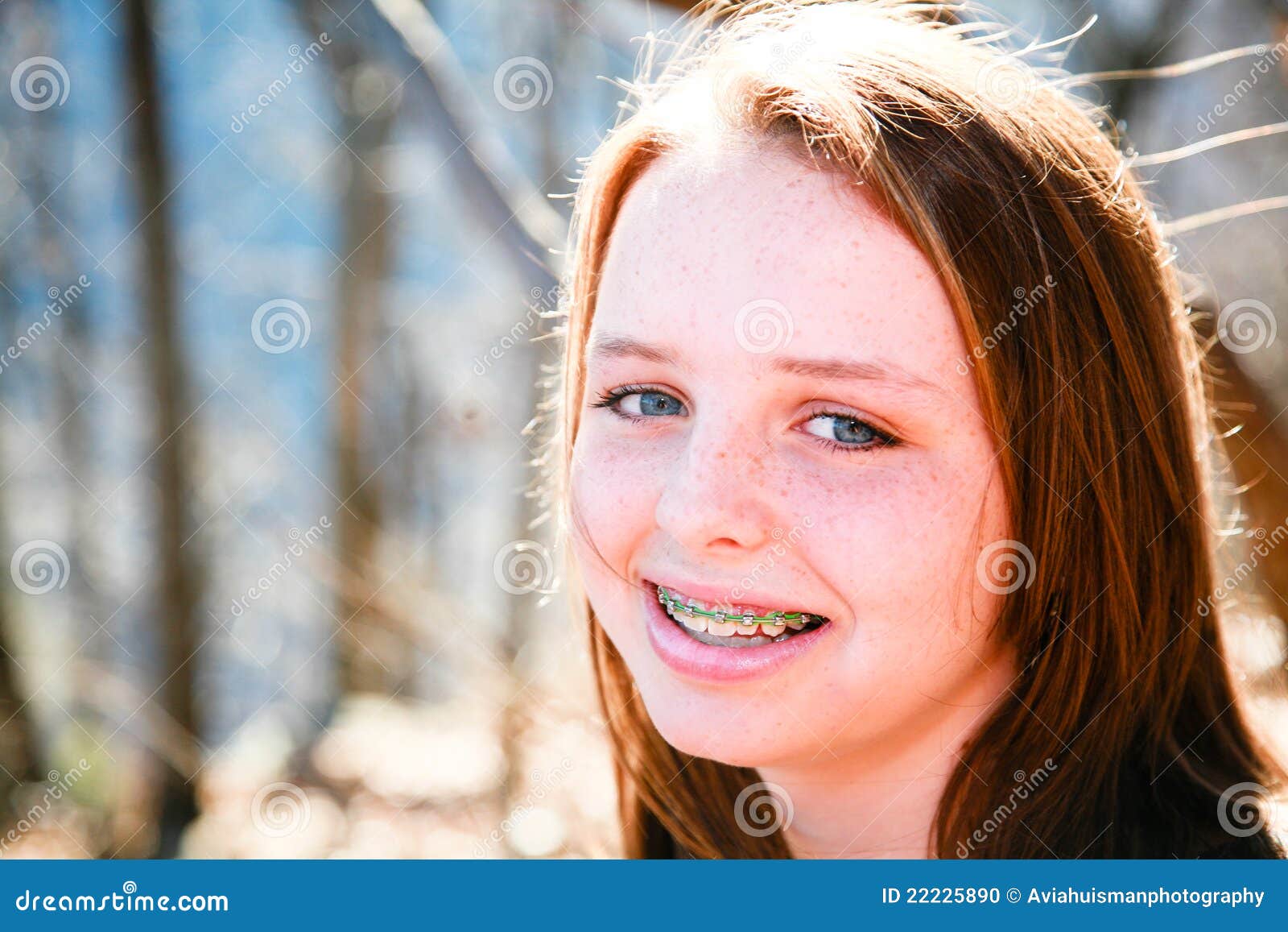Happy Teen Girl on a Sunny Day Stock Photo - Image of freckled, hair ...