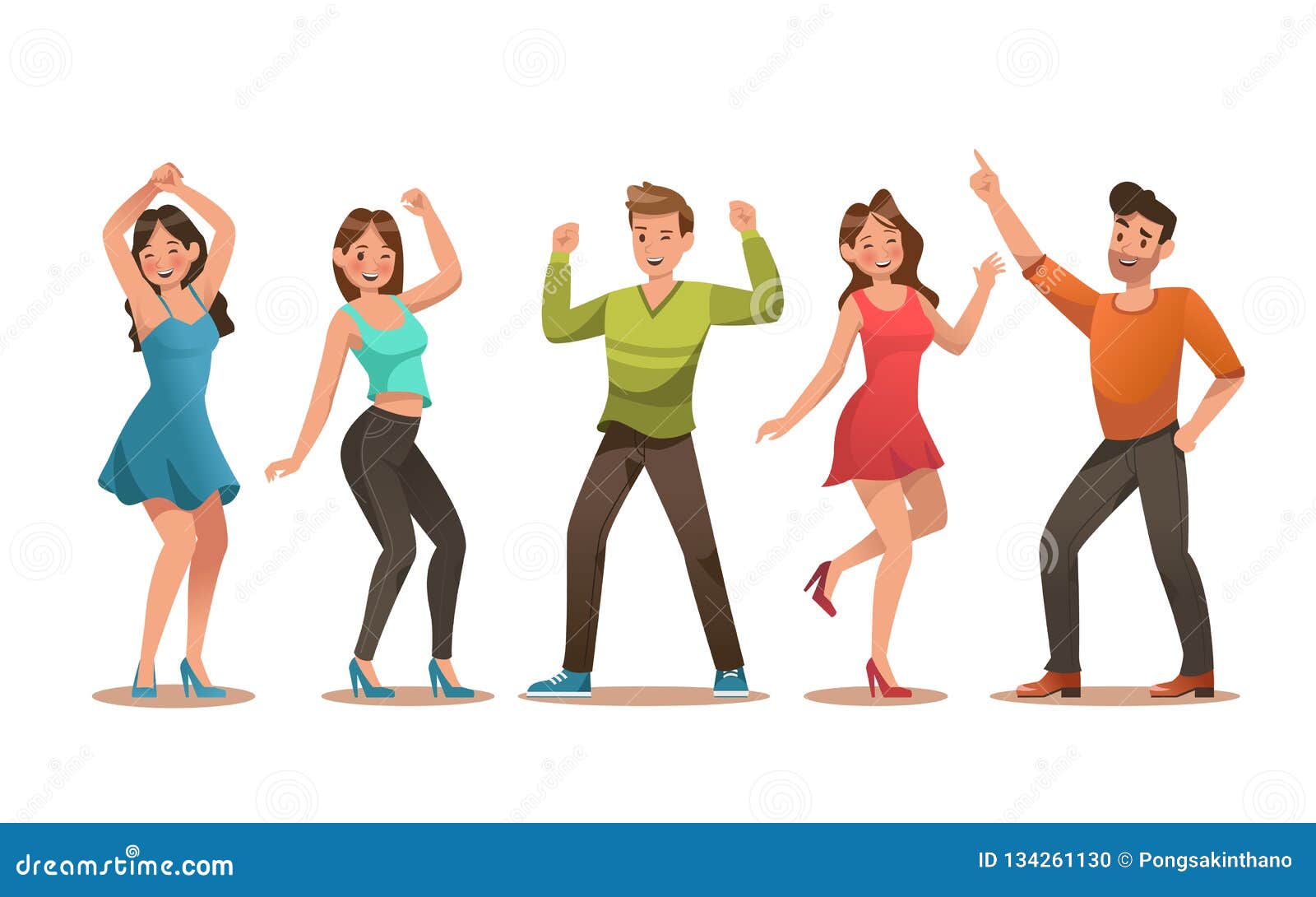 Happy Teens Character Design. Teens Dancing Vector. No3 Stock Vector ...