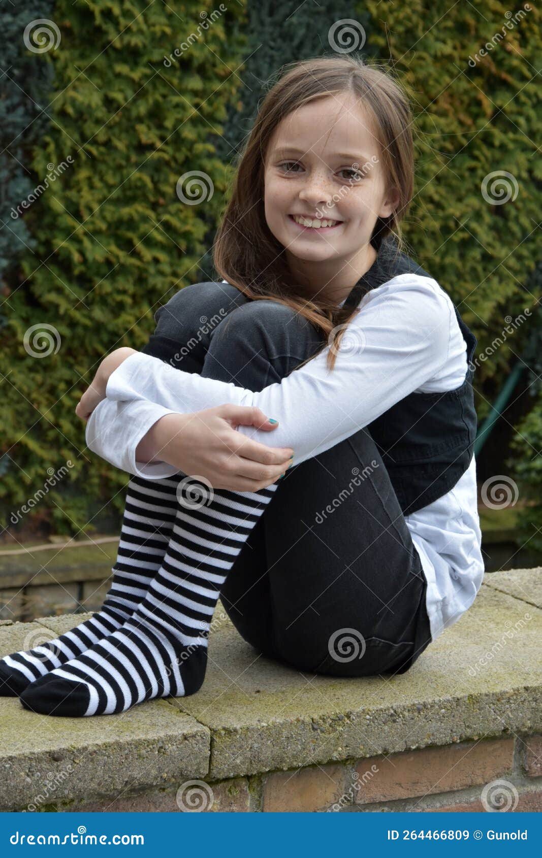 Happy Teeny with Striped Socks Stock Image - Image of girl, cute: 264466809