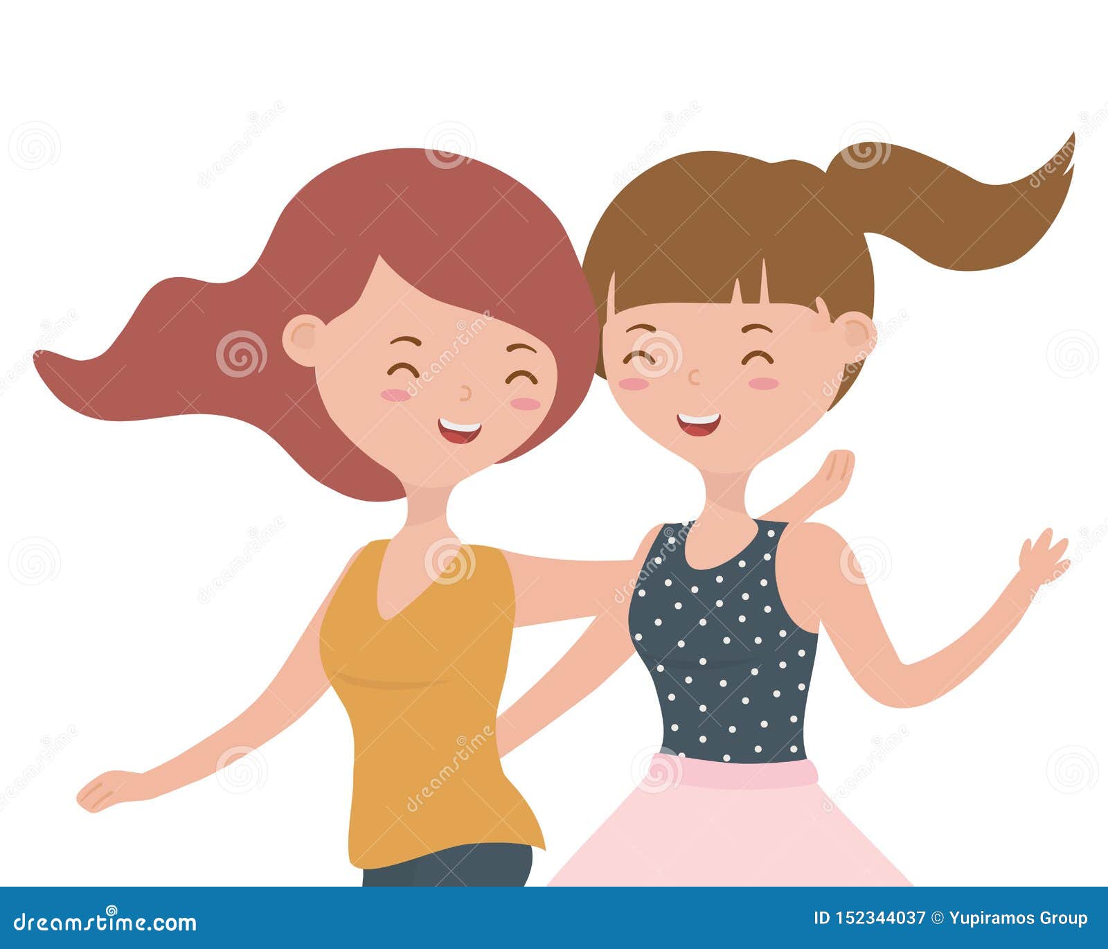Happy Tenager Girls Cartoons Design Stock Vector - Illustration of smile,  model: 152344037